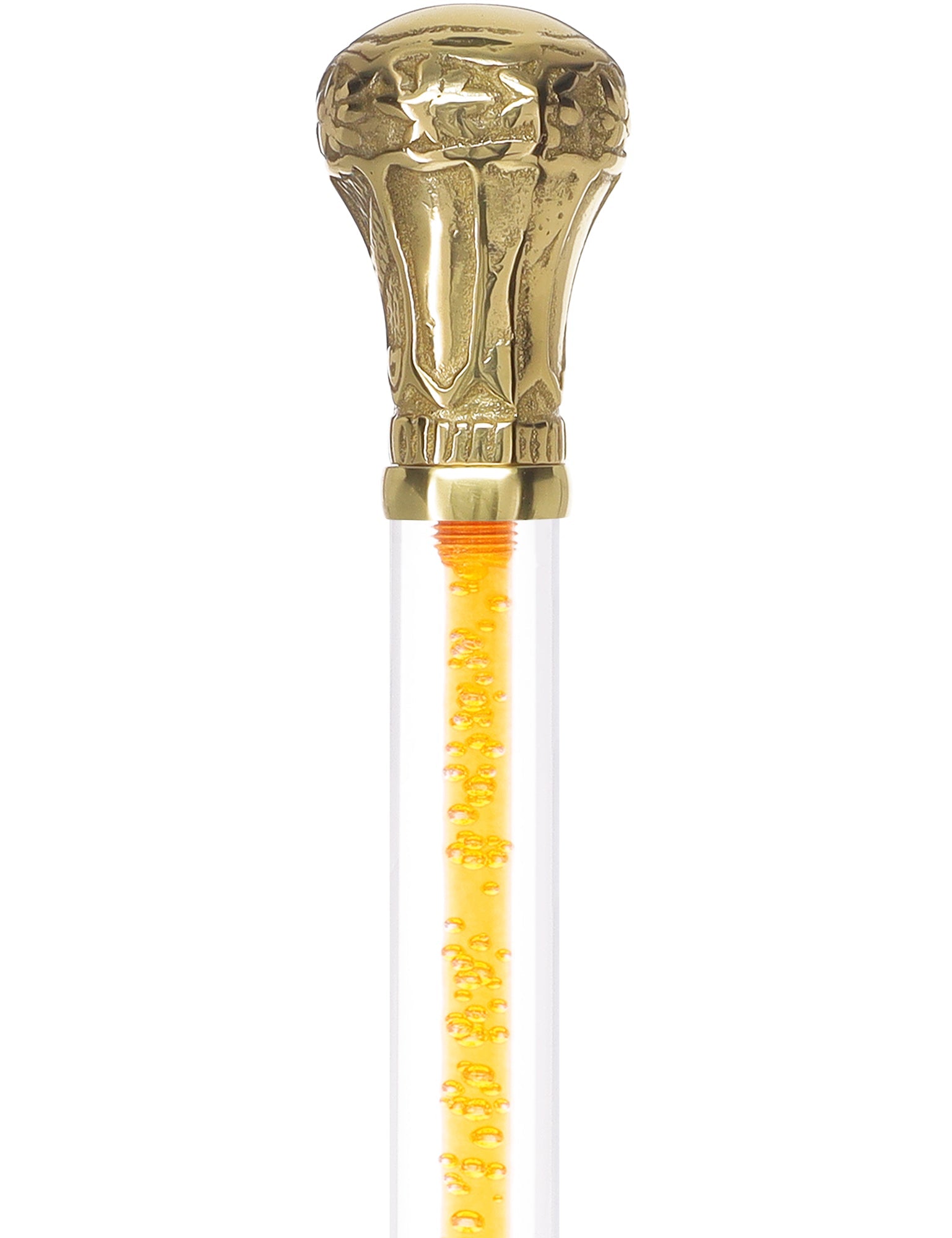 Color Crystal Elegance Brass Knob Cane with Invisible Acrylic Shaft Options Bold Orange Clear Lucite Walking Canes - Tophatter Daily Deals