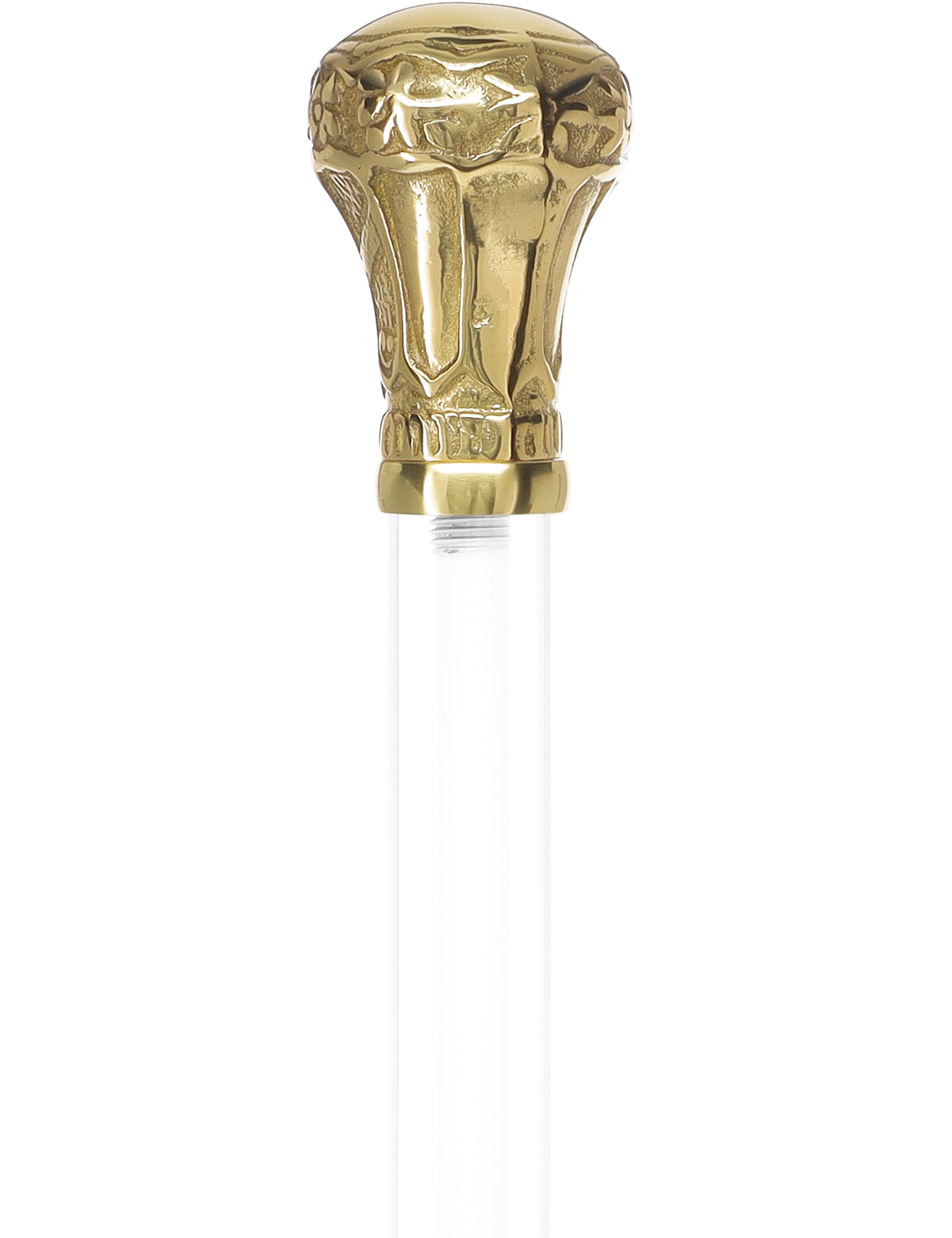 Crystal Elegance Brass Knob Cane with Invisible Acrylic Shaft Options Clear Lucite Walking Canes - Tophatter Daily Deals