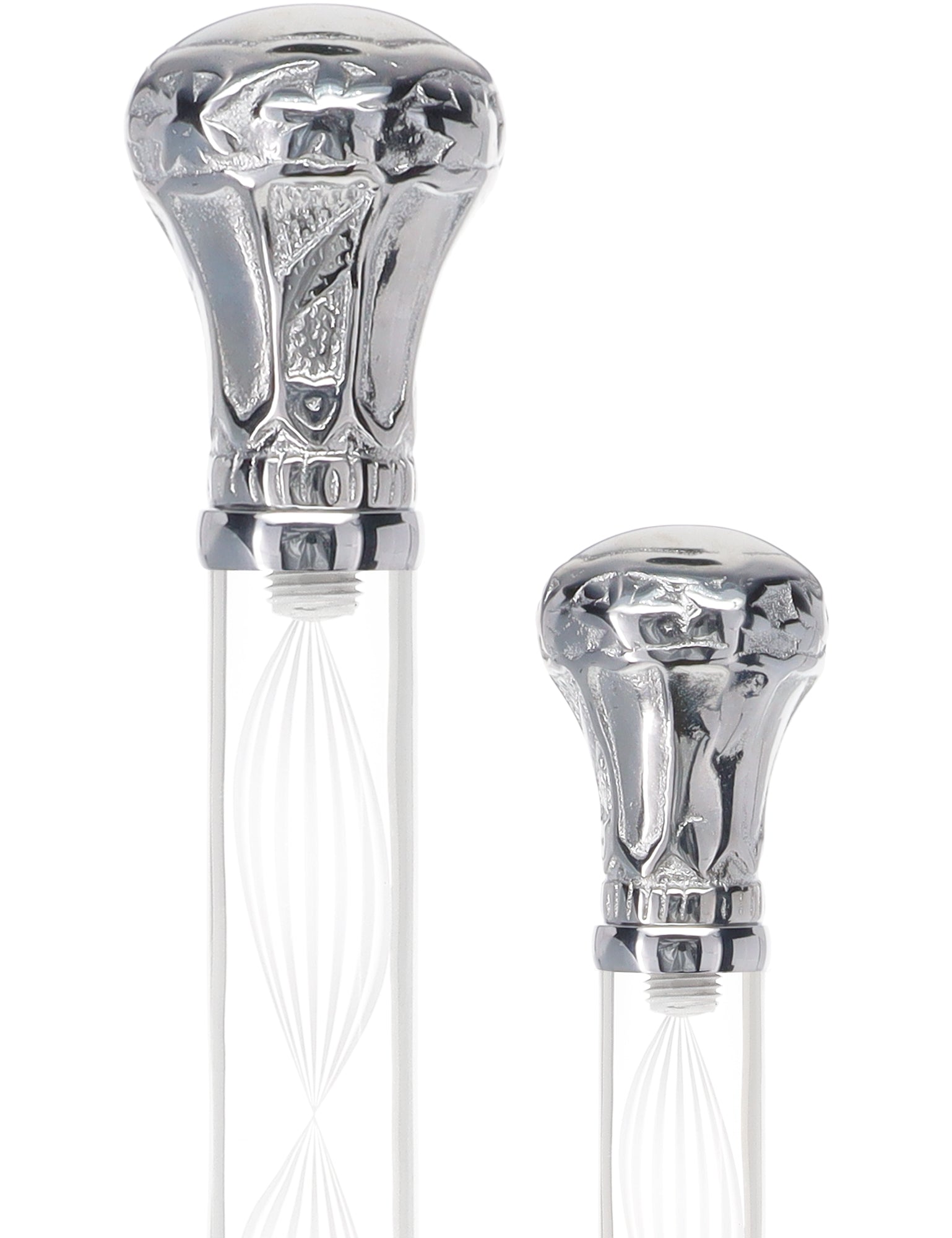 Crystal Elegance Chrome Knob Cane with Invisible Acrylic Shaft Options Clear Lucite Walking Canes - Tophatter Daily Deals