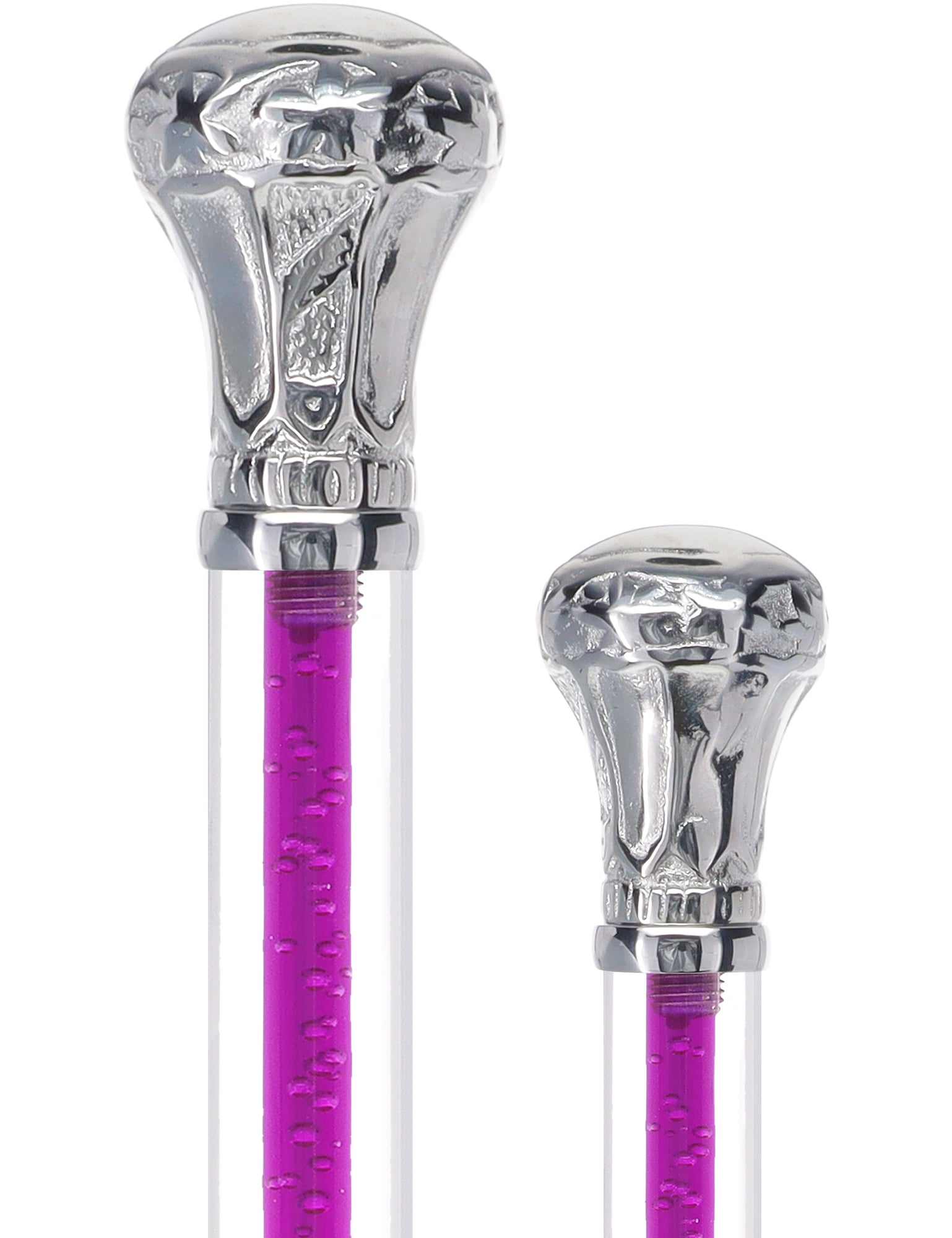 Color Crystal Elegance Chrome Knob Cane with Invisible Acrylic Shaft Options Clear Lucite Walking Canes - Tophatter Daily Deals