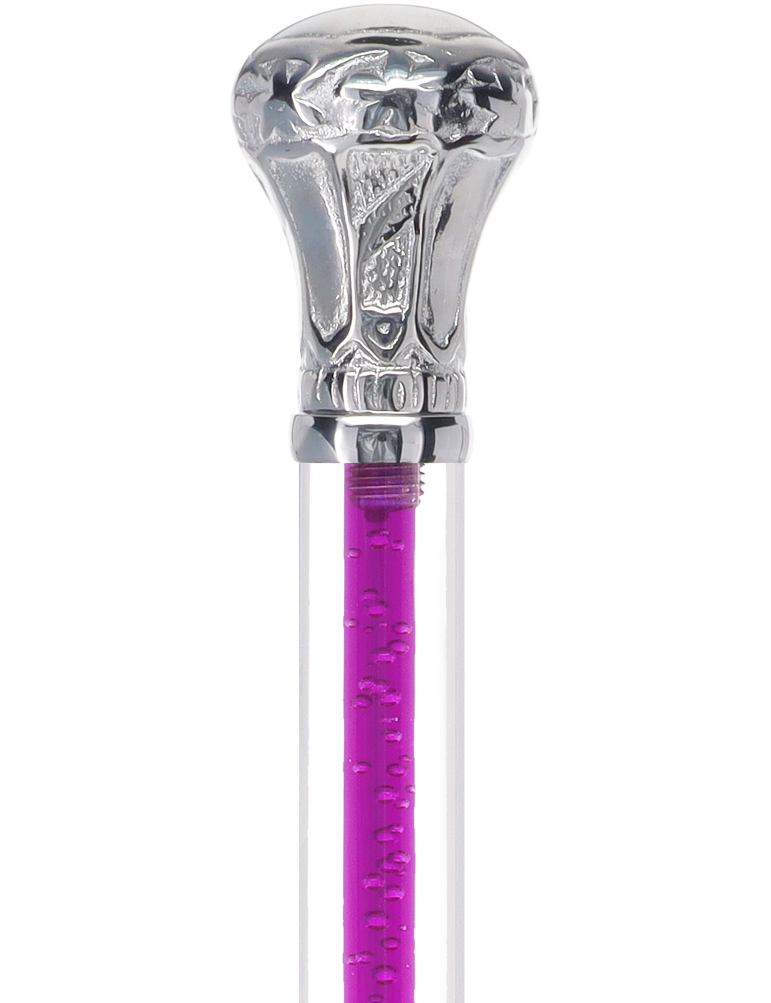 Color Crystal Elegance Chrome Knob Cane with Invisible Acrylic Shaft Options Purple Amethyst Trace Clear Lucite Walking Canes - Tophatter Daily Deals