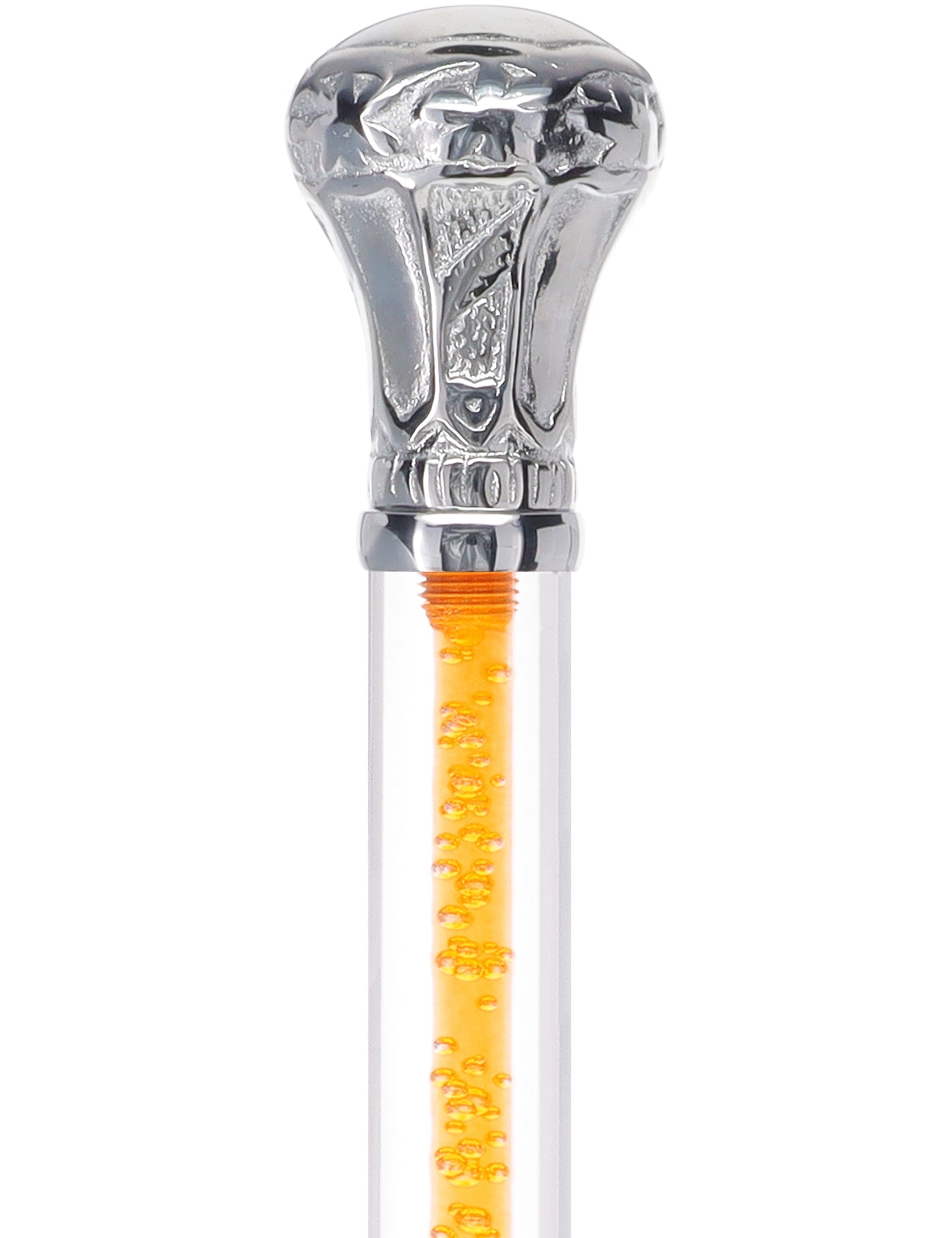 Color Crystal Elegance Chrome Knob Cane with Invisible Acrylic Shaft Options Bold Orange Clear Lucite Walking Canes - Tophatter Daily Deals