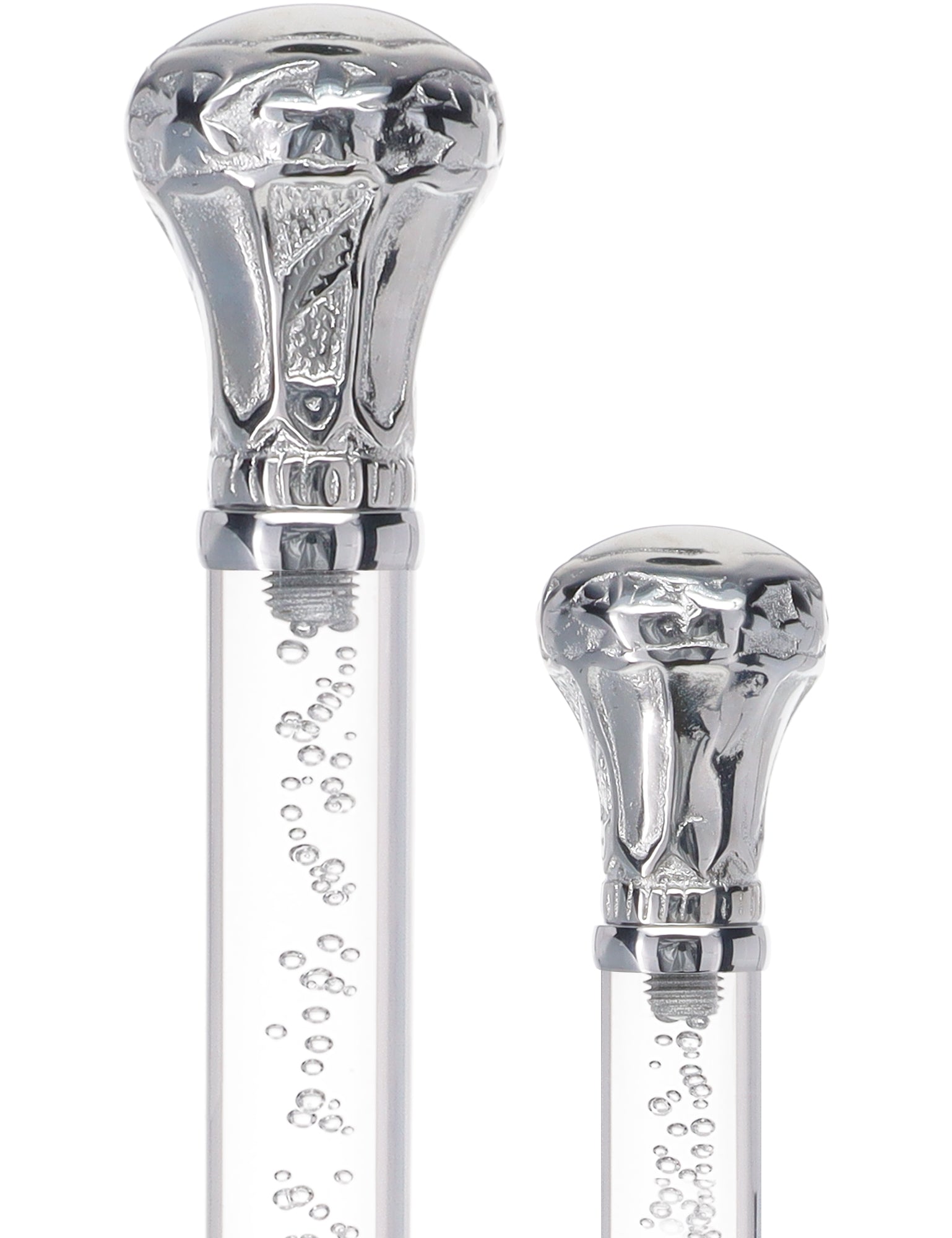 Crystal Elegance Chrome Knob Cane with Invisible Acrylic Shaft Options Clear Lucite Walking Canes - Tophatter Daily Deals