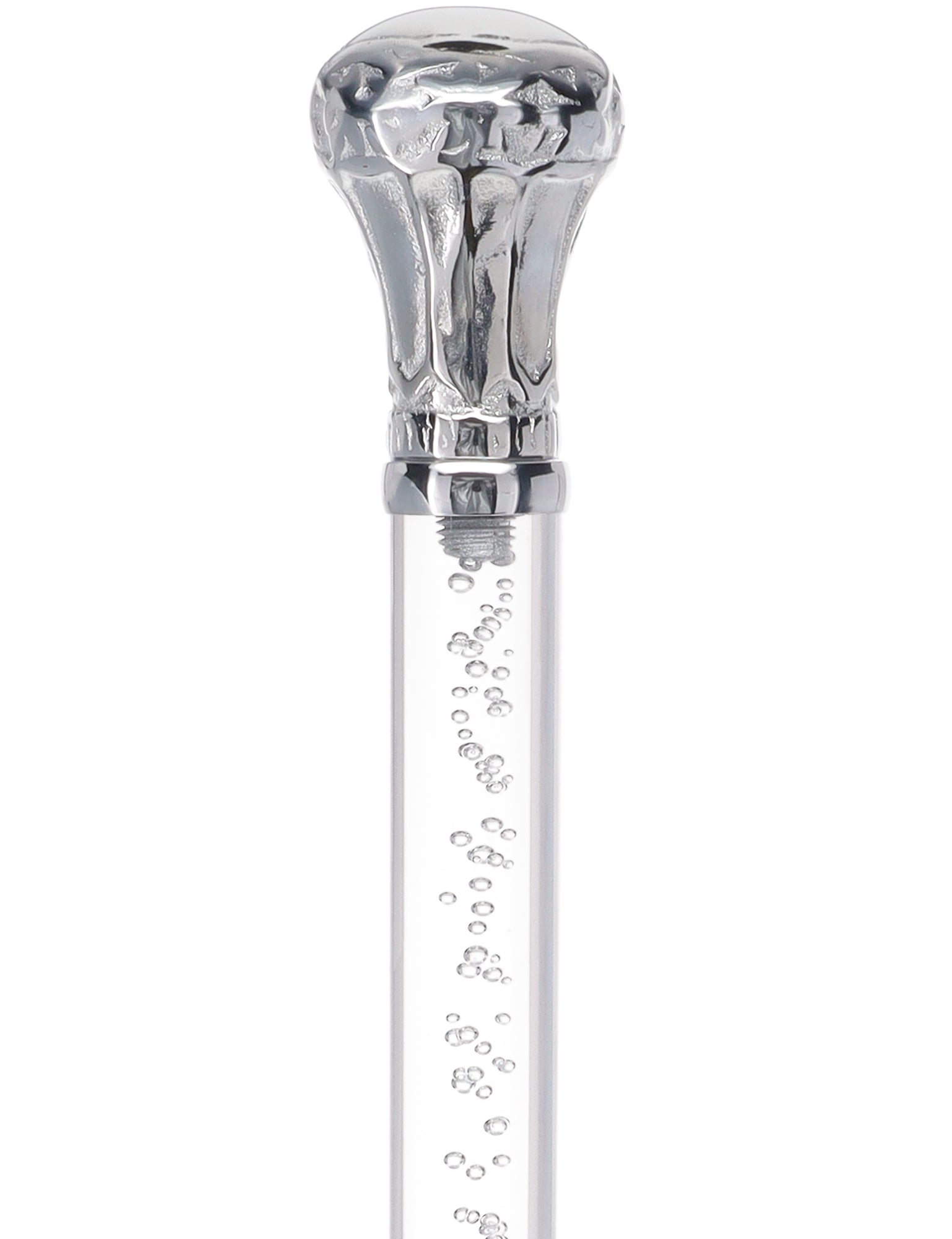 Crystal Elegance Chrome Knob Cane with Invisible Acrylic Shaft Options Bubbles in Ice Clear Lucite Walking Canes - Tophatter Daily Deals