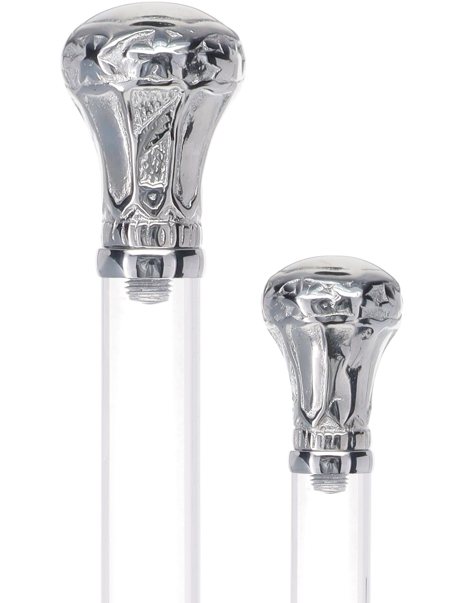 Crystal Elegance Chrome Knob Cane with Invisible Acrylic Shaft Options Clear Lucite Walking Canes - Tophatter Daily Deals