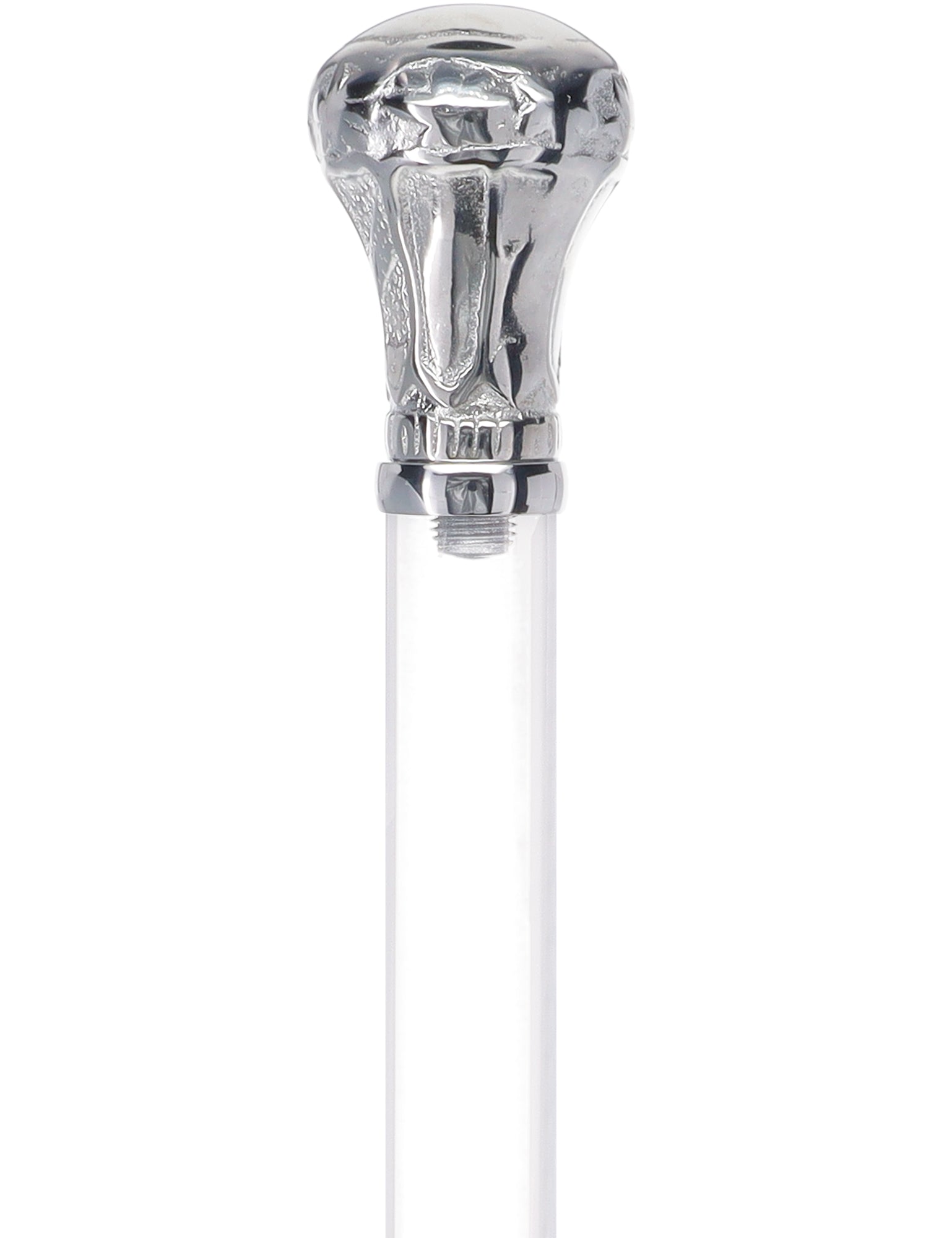Crystal Elegance Chrome Knob Cane with Invisible Acrylic Shaft Options Clear Lucite Walking Canes - Tophatter Daily Deals