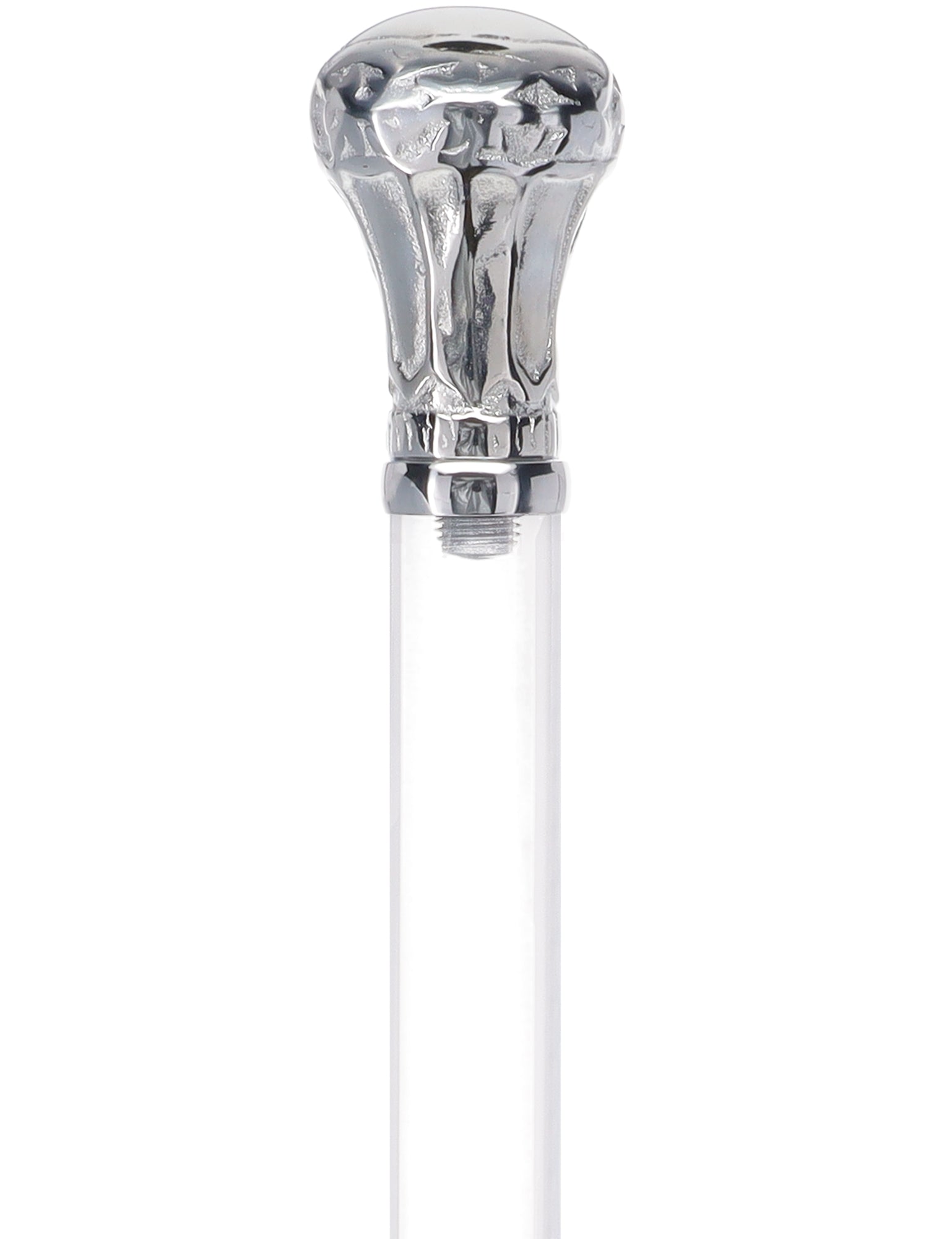 Crystal Elegance Chrome Knob Cane with Invisible Acrylic Shaft Options Crystal Clarity Clear Lucite Walking Canes - Tophatter Daily Deals