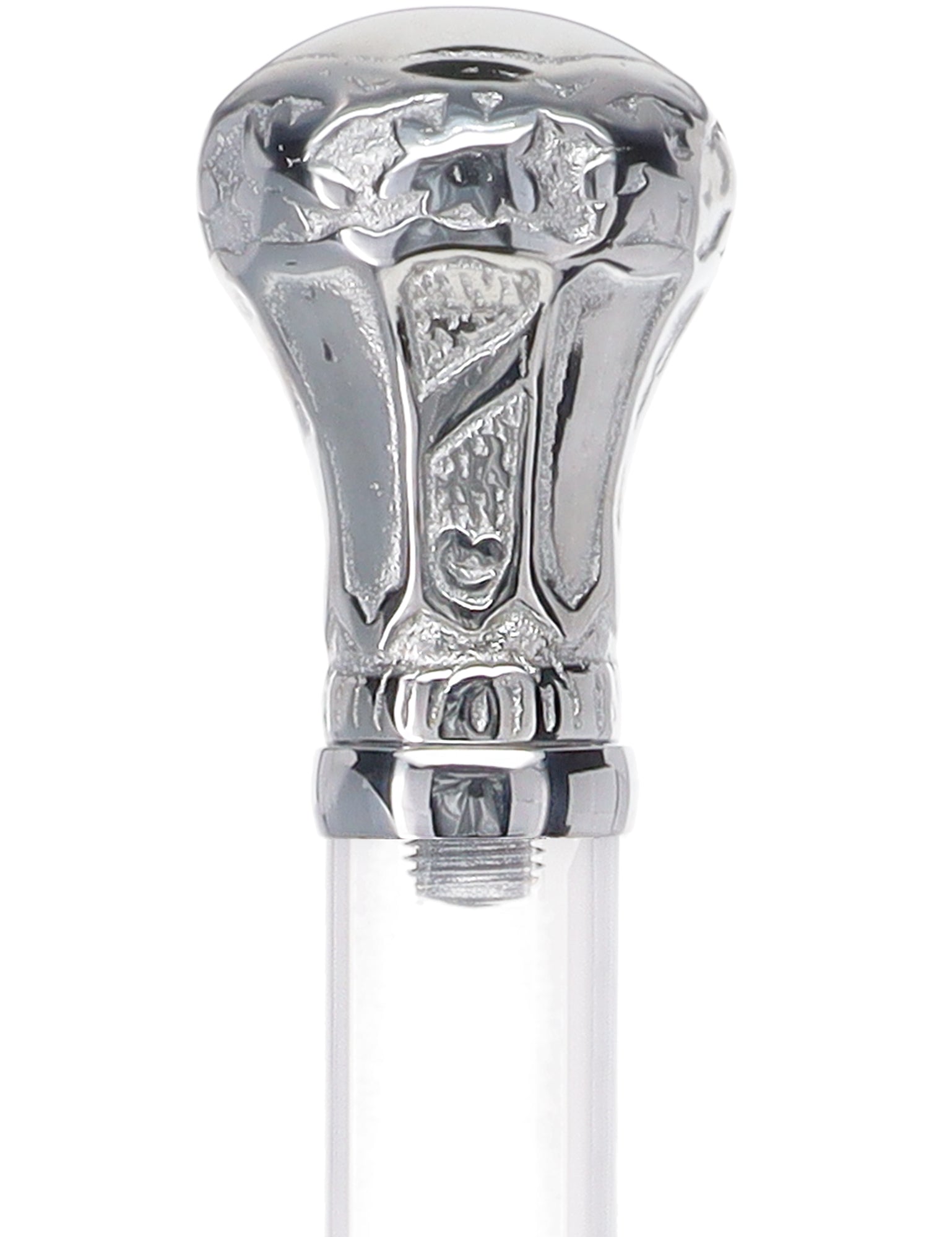 Crystal Elegance Chrome Knob Cane with Invisible Acrylic Shaft Options Clear Lucite Walking Canes - Tophatter Daily Deals