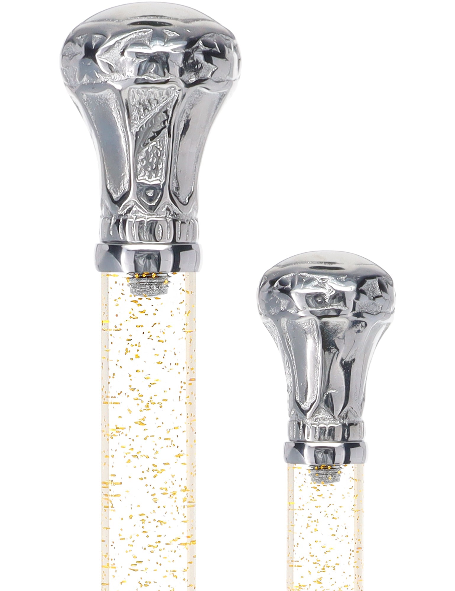 Crystal Elegance Chrome Knob Cane with Invisible Acrylic Shaft Options Clear Lucite Walking Canes - Tophatter Daily Deals