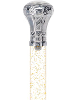 Crystal Elegance Chrome Knob Cane with Invisible Acrylic Shaft Options Clear Lucite Walking Canes - Tophatter Daily Deals