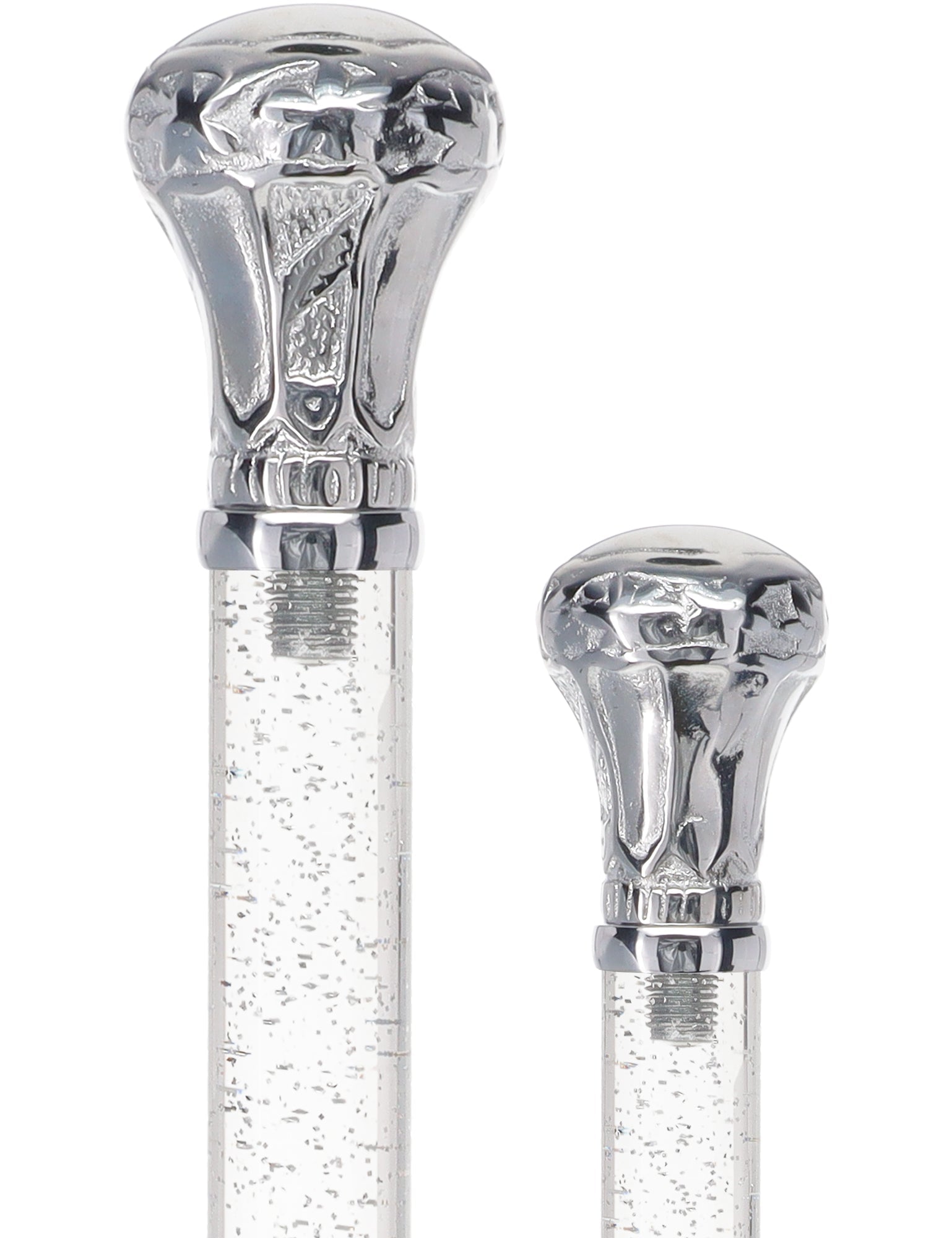 Crystal Elegance Chrome Knob Cane with Invisible Acrylic Shaft Options Clear Lucite Walking Canes - Tophatter Daily Deals