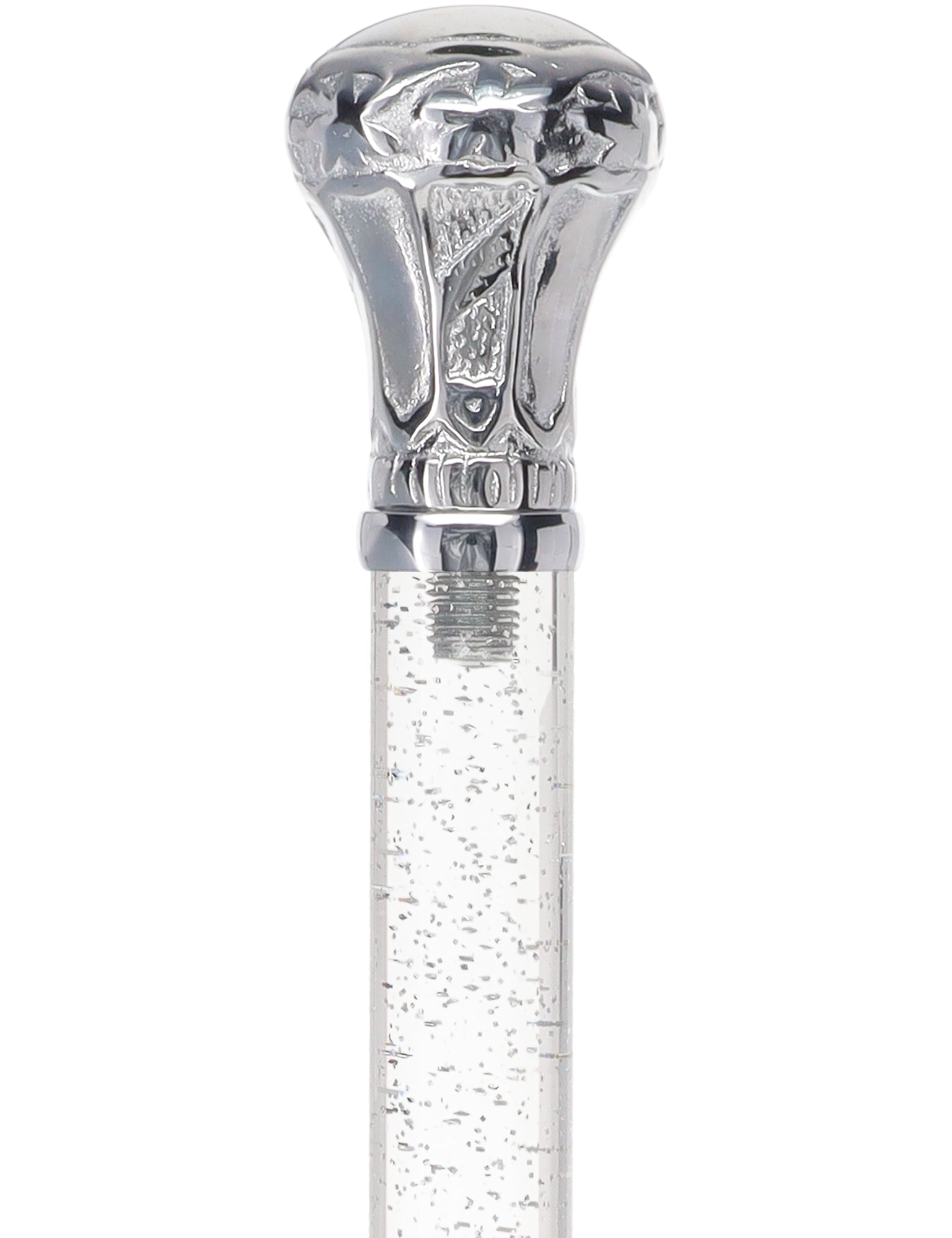Crystal Elegance Chrome Knob Cane with Invisible Acrylic Shaft Options Clear Lucite Walking Canes - Tophatter Daily Deals