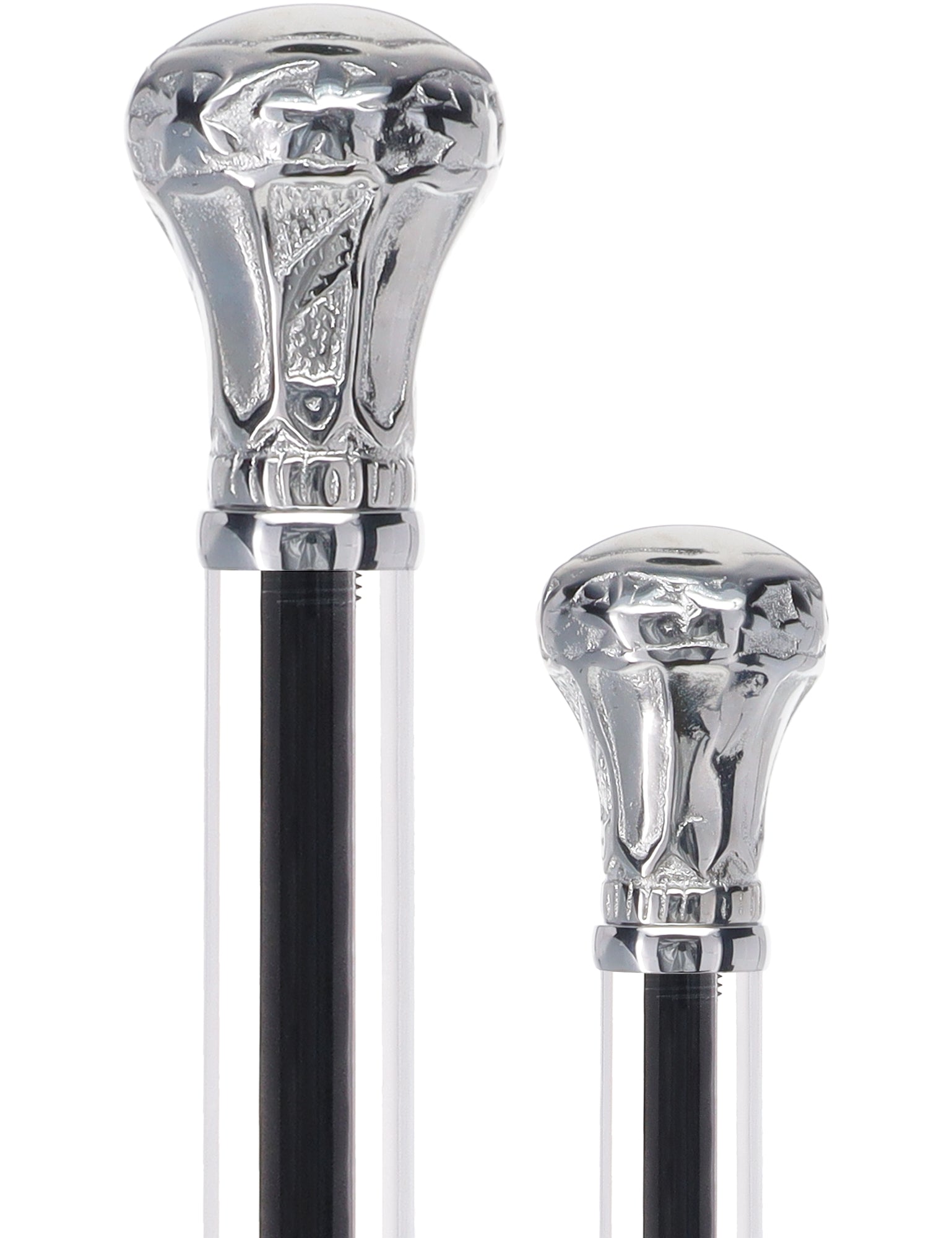 Crystal Elegance Chrome Knob Cane with Invisible Acrylic Shaft Options Clear Lucite Walking Canes - Tophatter Daily Deals