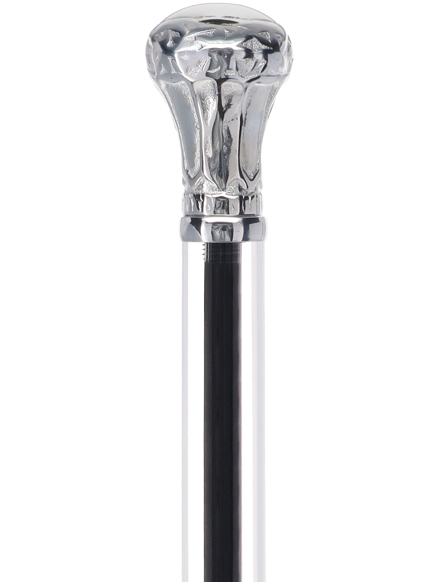 Crystal Elegance Chrome Knob Cane with Invisible Acrylic Shaft Options Obsidian Streak Clear Lucite Walking Canes - Tophatter Daily Deals