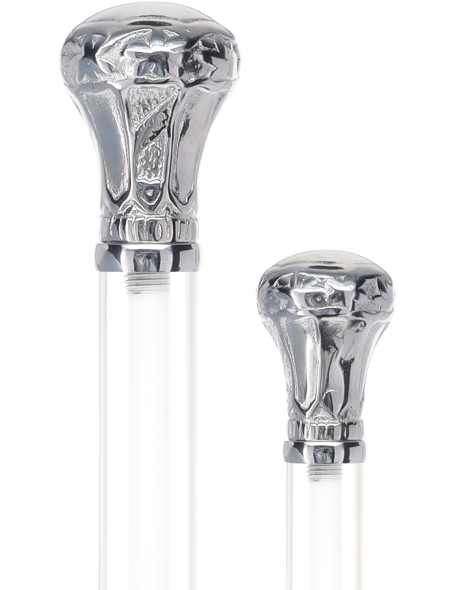Crystal Elegance Chrome Knob Cane with Invisible Acrylic Shaft Options Clear Lucite Walking Canes - Tophatter Daily Deals
