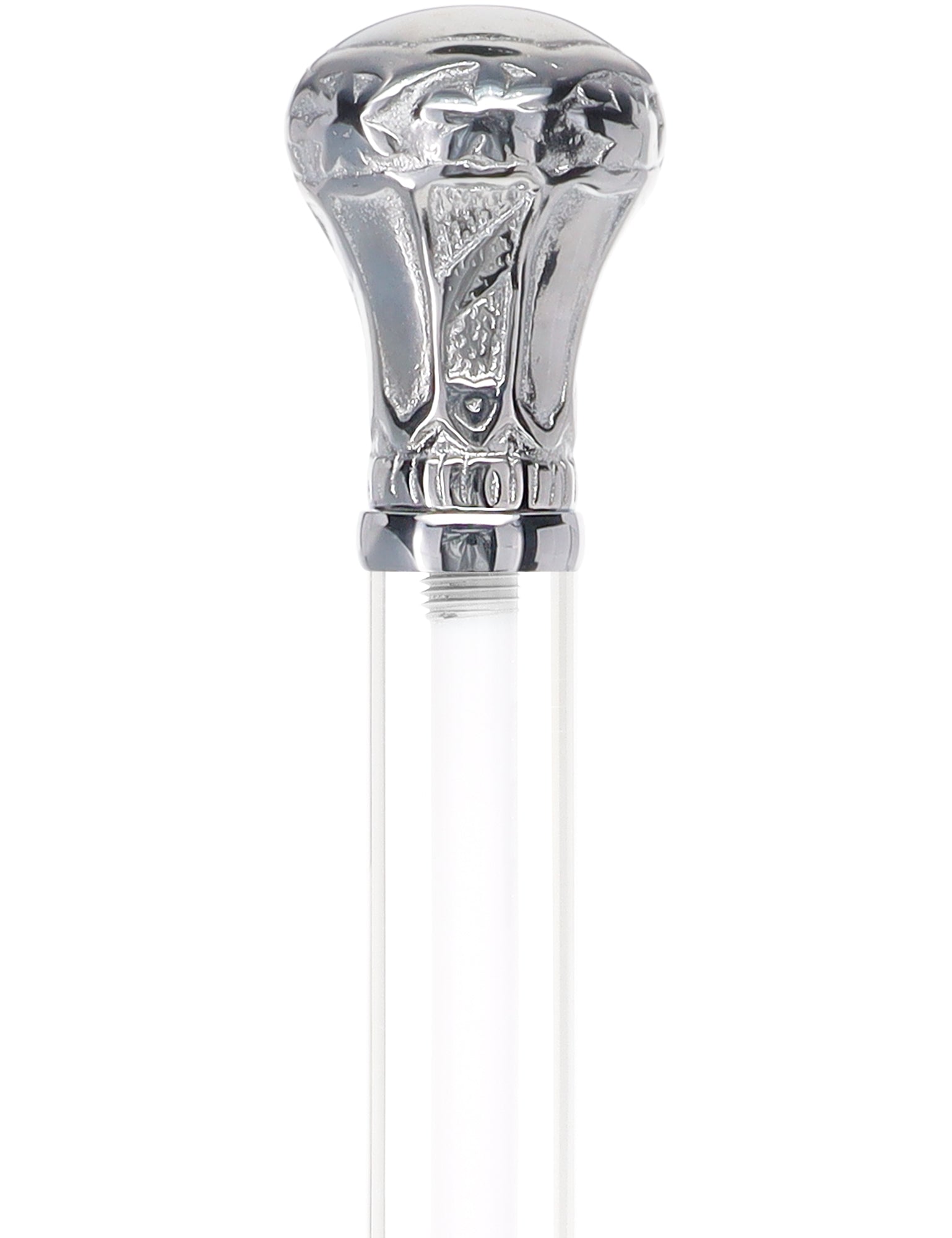 Crystal Elegance Chrome Knob Cane with Invisible Acrylic Shaft Options Clear Lucite Walking Canes - Tophatter Daily Deals