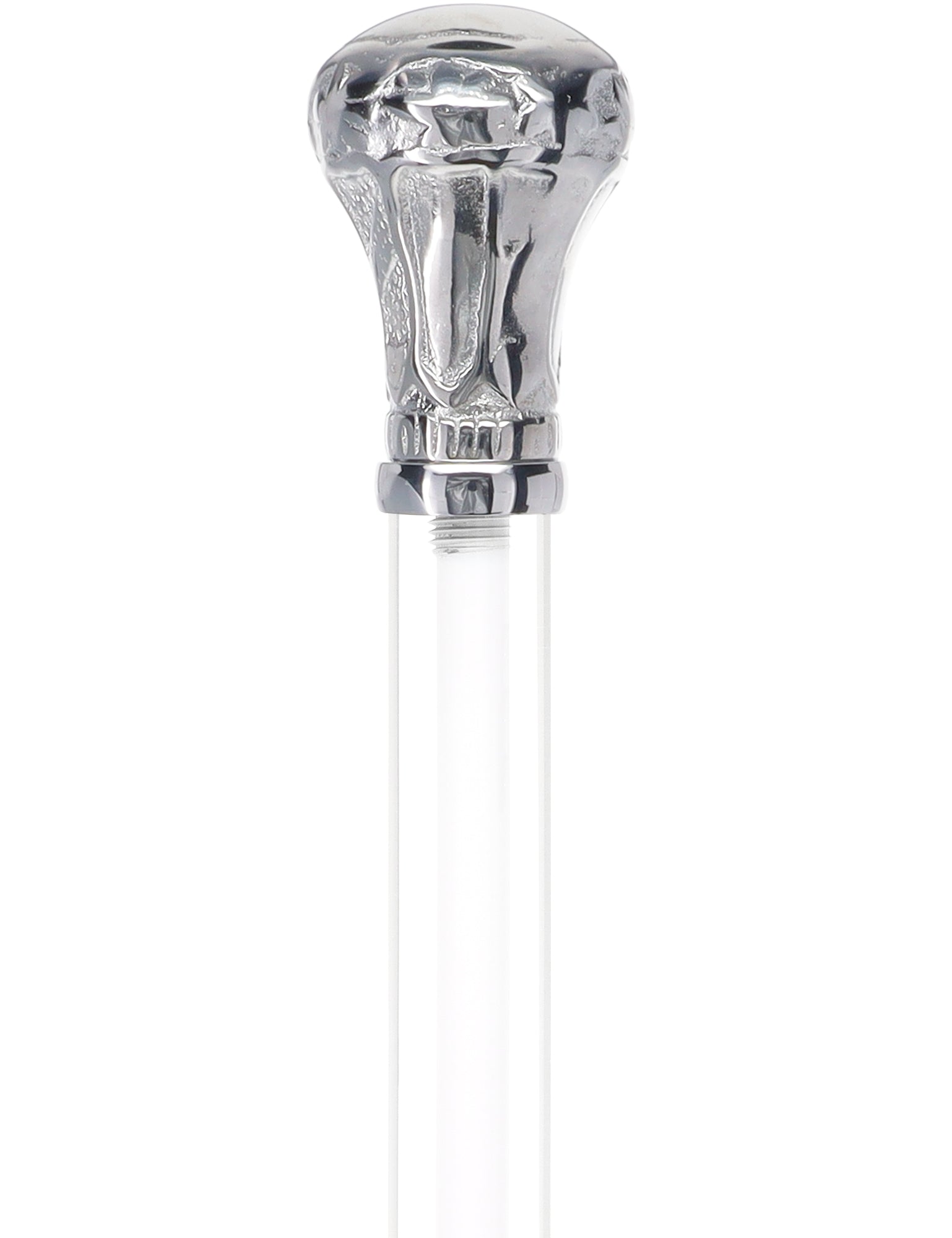 Crystal Elegance Chrome Knob Cane with Invisible Acrylic Shaft Options Porcelain In Ice Clear Lucite Walking Canes - Tophatter Daily Deals