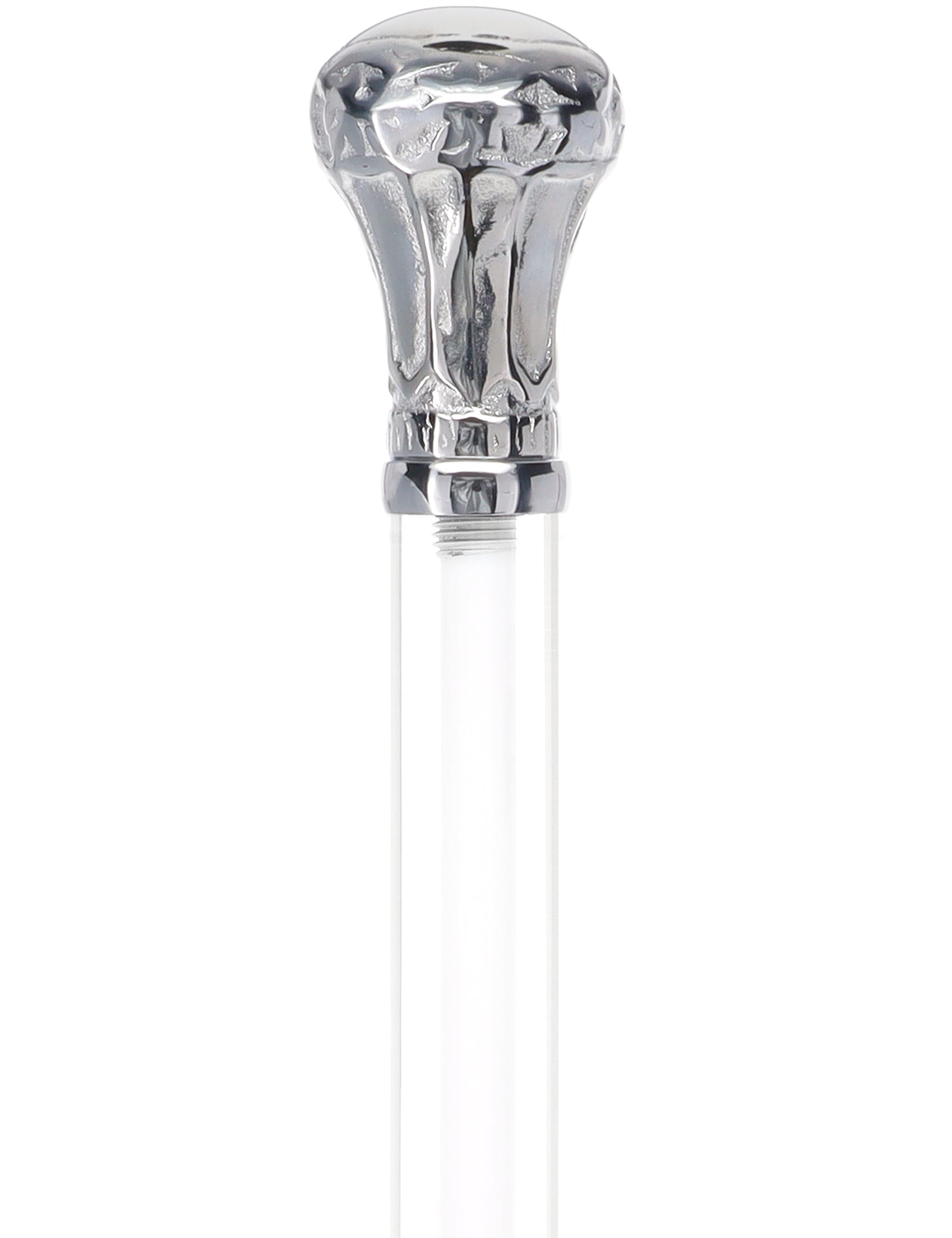 Crystal Elegance Chrome Knob Cane with Invisible Acrylic Shaft Options Clear Lucite Walking Canes - Tophatter Daily Deals