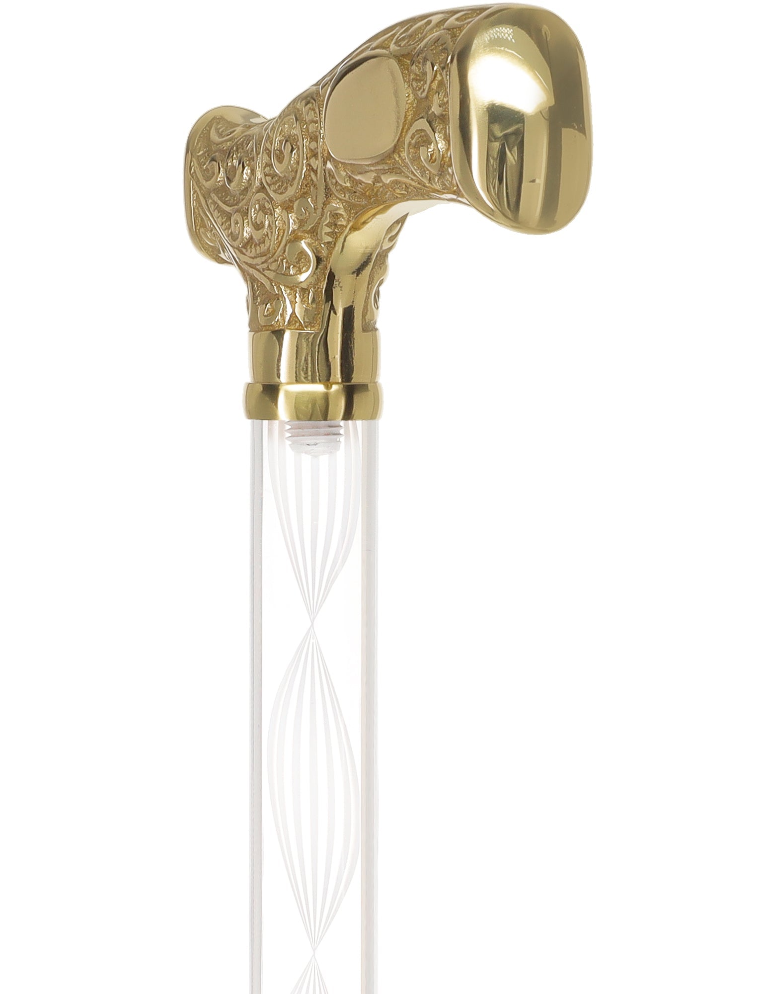 Make It Yours: Invisible Clear Shaft w/ Premium Brass Cane Clear Lucite Walking Canes - Tophatter Daily Deals