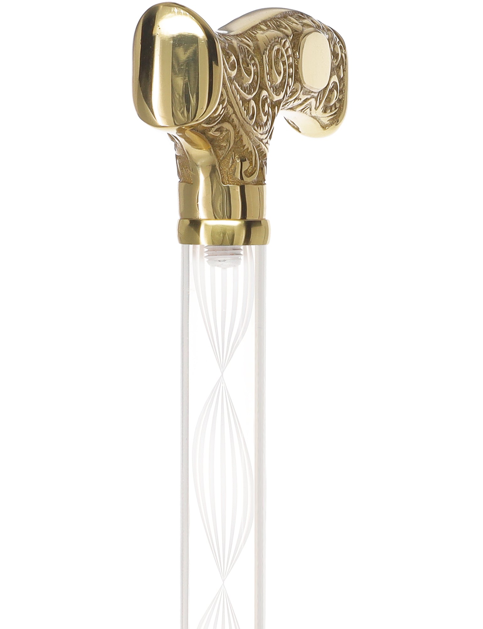 Make It Yours: Invisible Clear Shaft w/ Premium Brass Cane Clear Lucite Walking Canes - Tophatter Daily Deals