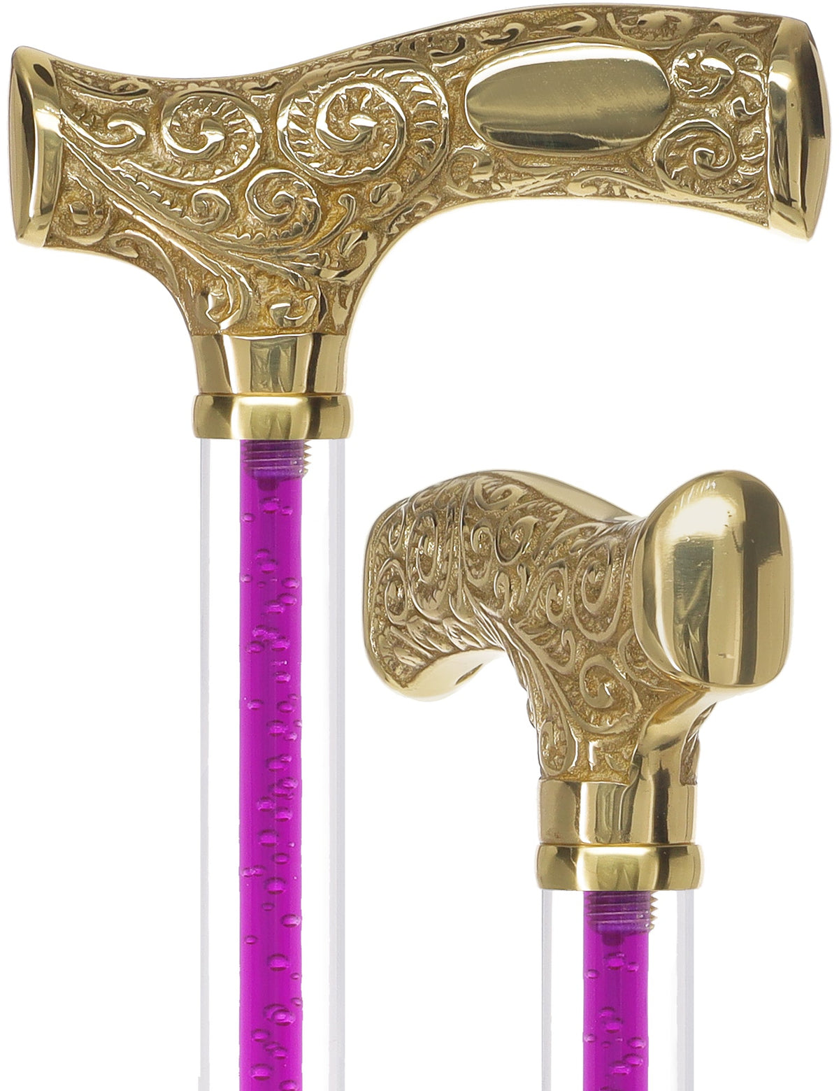 Make It Yours: Color Invisible Clear Shaft w/ Premium Brass Cane Clear Lucite Walking Canes - Tophatter Daily Deals