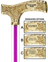 Make It Yours: Color Invisible Clear Shaft w/ Premium Brass Cane Purple Amethyst Trace Clear Lucite Walking Canes - Tophatter Daily Deals