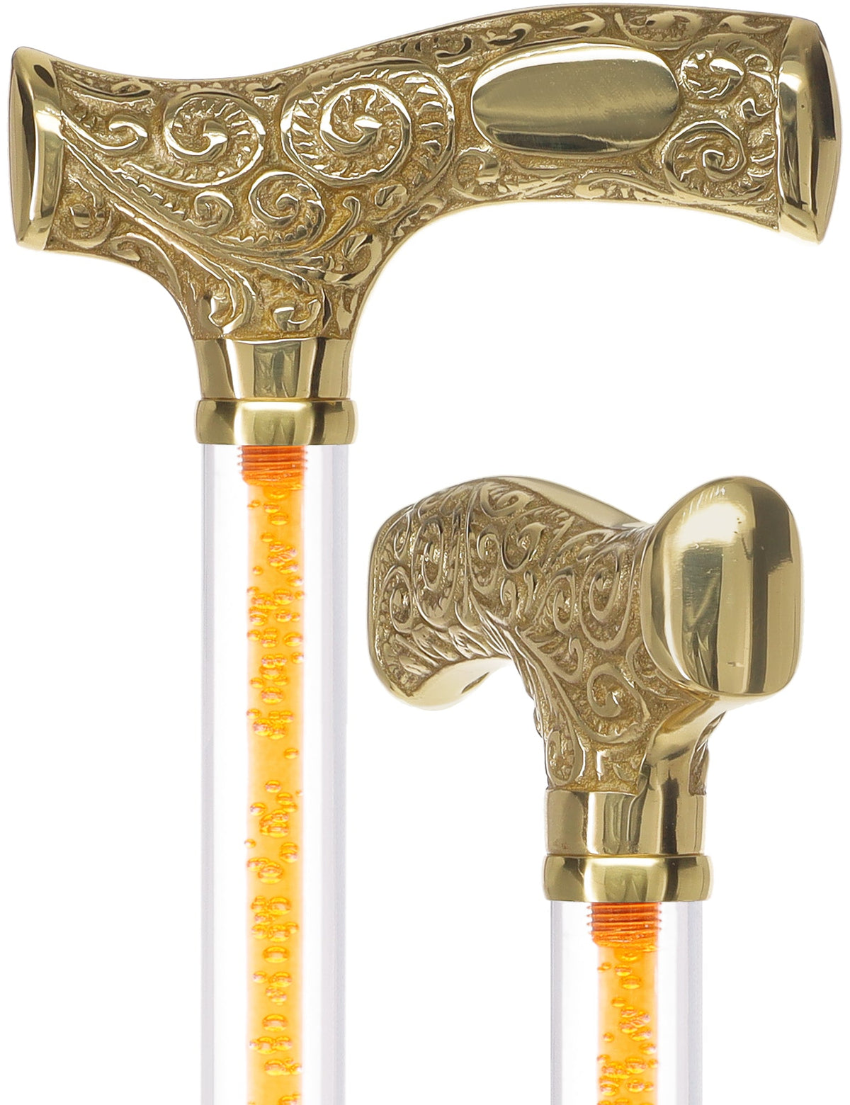 Make It Yours: Color Invisible Clear Shaft w/ Premium Brass Cane Clear Lucite Walking Canes - Tophatter Daily Deals