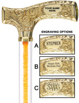Make It Yours: Color Invisible Clear Shaft w/ Premium Brass Cane Bold Orange Clear Lucite Walking Canes - Tophatter Daily Deals