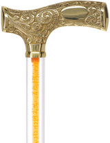 Make It Yours: Color Invisible Clear Shaft w/ Premium Brass Cane Clear Lucite Walking Canes - Tophatter Daily Deals