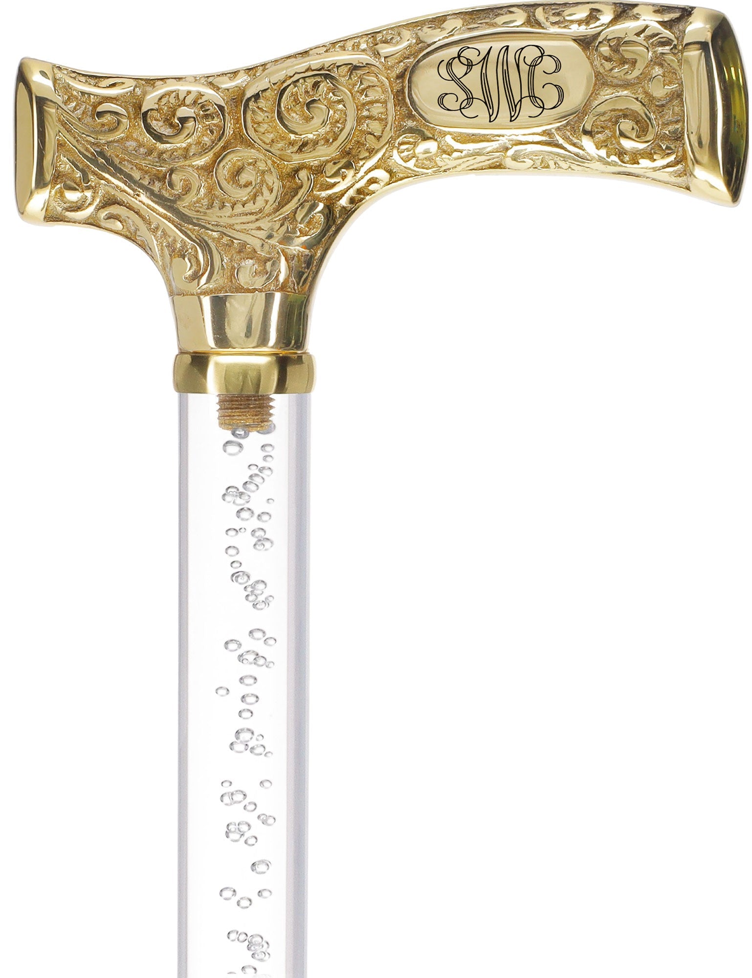 Make It Yours: Invisible Clear Shaft w/ Premium Brass Cane Clear Lucite Walking Canes - Tophatter Daily Deals