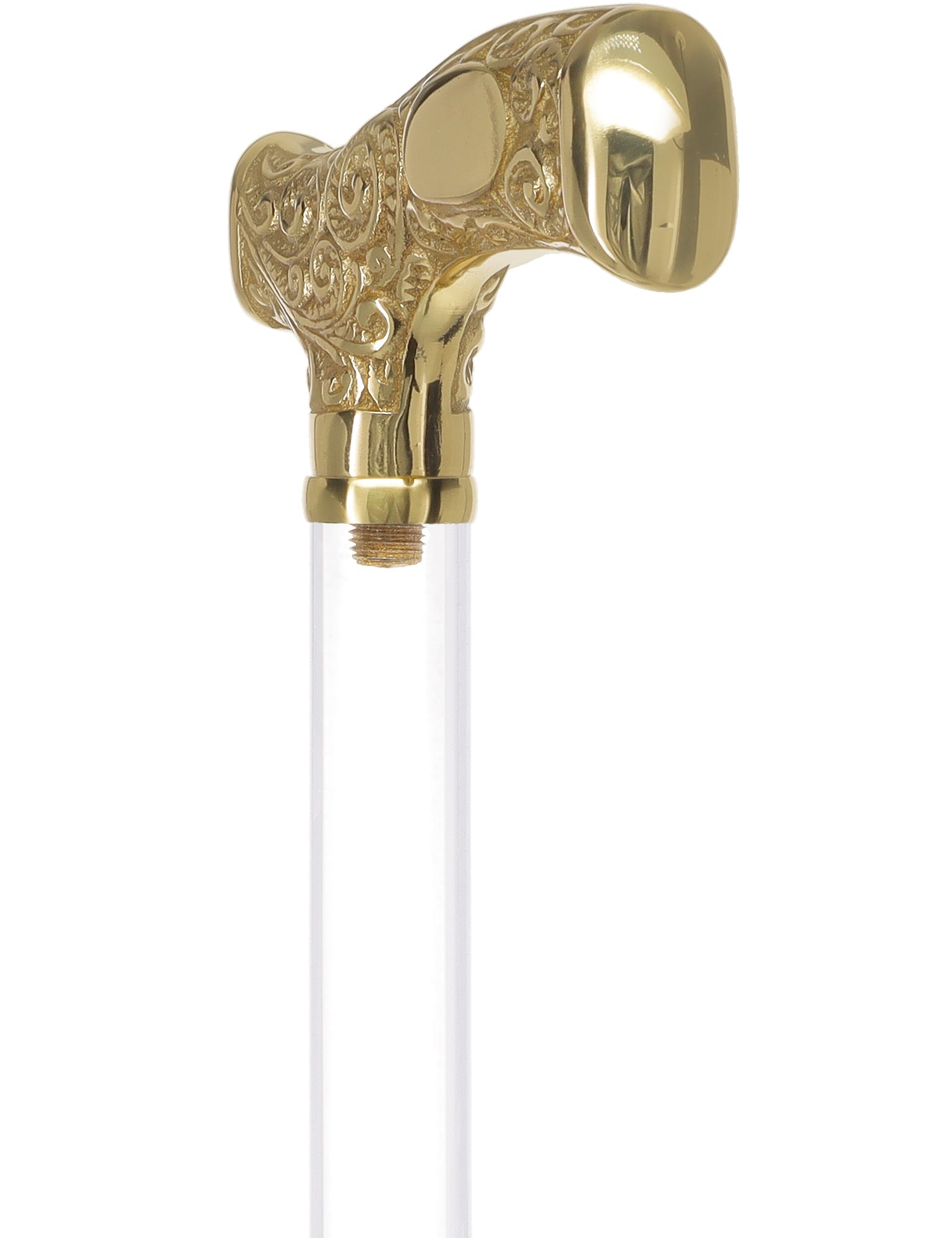 Make It Yours: Invisible Clear Shaft w/ Premium Brass Cane Clear Lucite Walking Canes - Tophatter Daily Deals