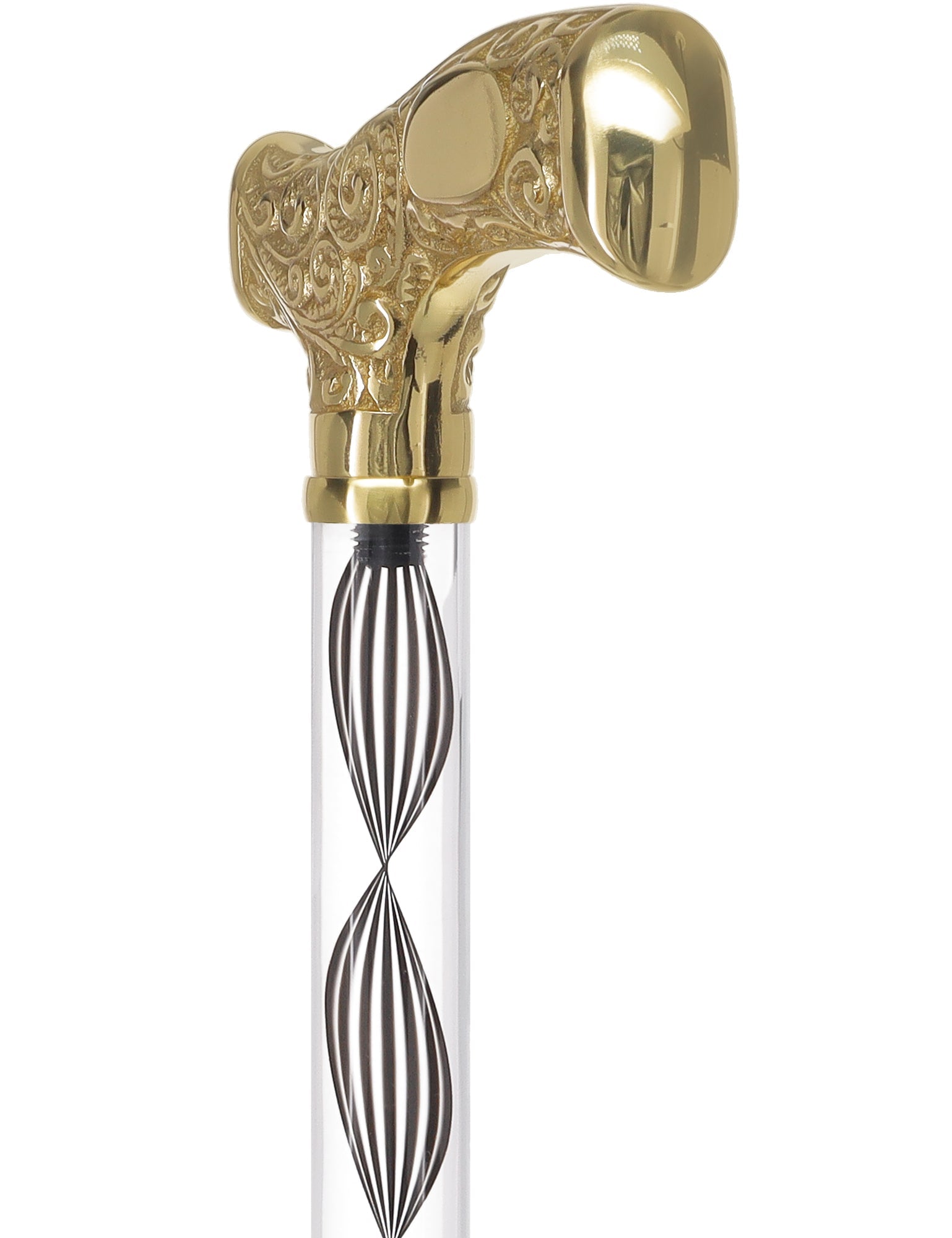 Make It Yours: Invisible Clear Shaft w/ Premium Brass Cane Clear Lucite Walking Canes - Tophatter Daily Deals