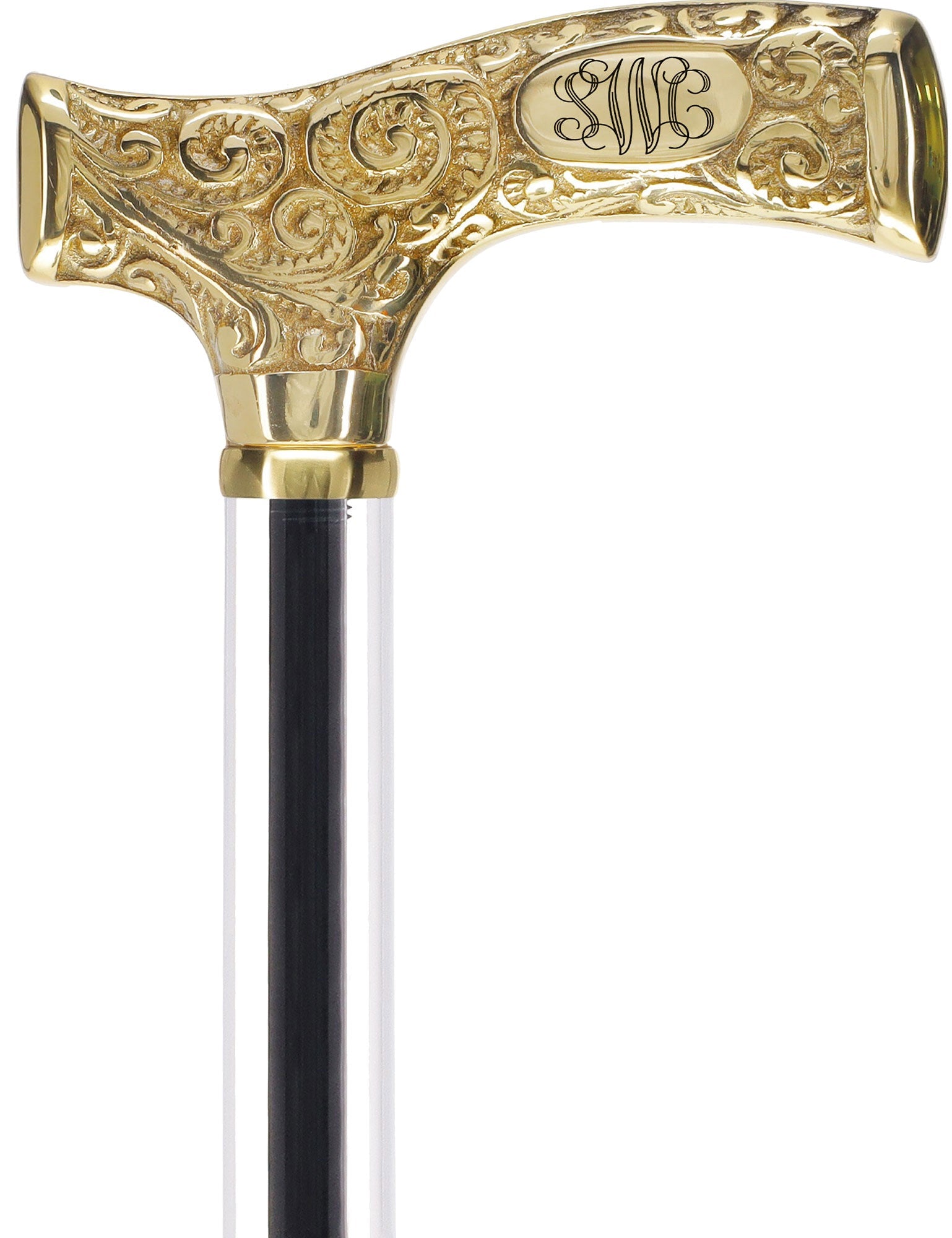 Make It Yours: Invisible Clear Shaft w/ Premium Brass Cane Clear Lucite Walking Canes - Tophatter Daily Deals