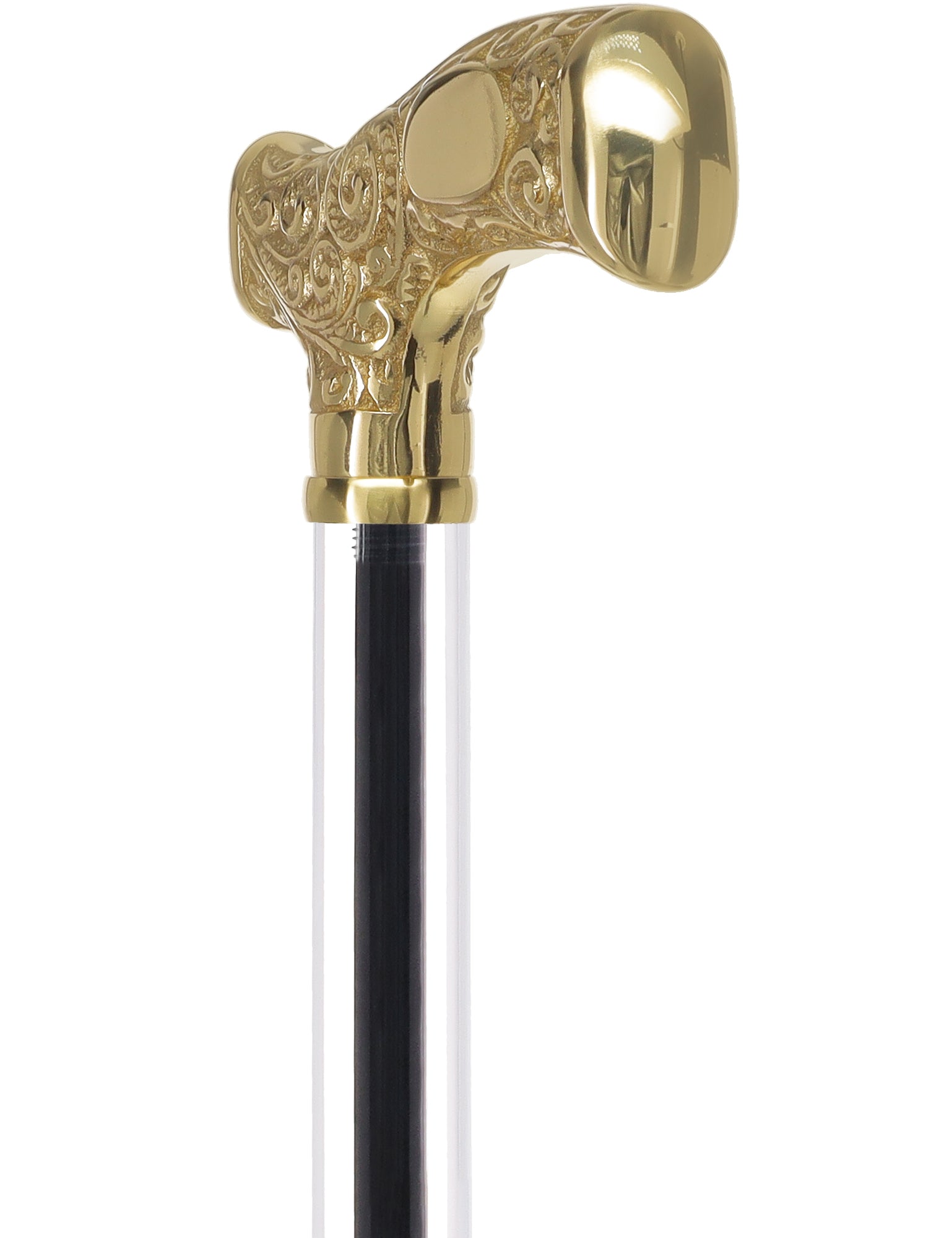 Make It Yours: Invisible Clear Shaft w/ Premium Brass Cane Clear Lucite Walking Canes - Tophatter Daily Deals