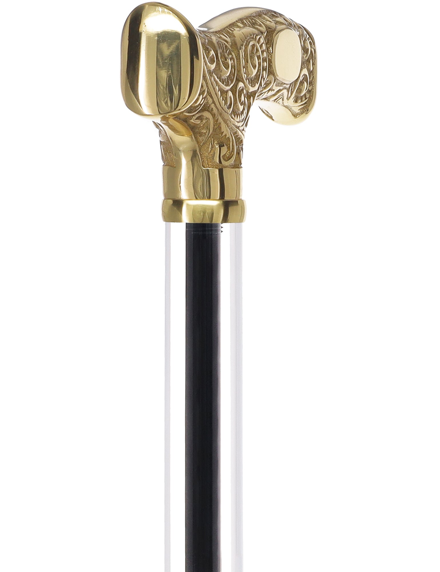 Make It Yours: Invisible Clear Shaft w/ Premium Brass Cane Clear Lucite Walking Canes - Tophatter Daily Deals