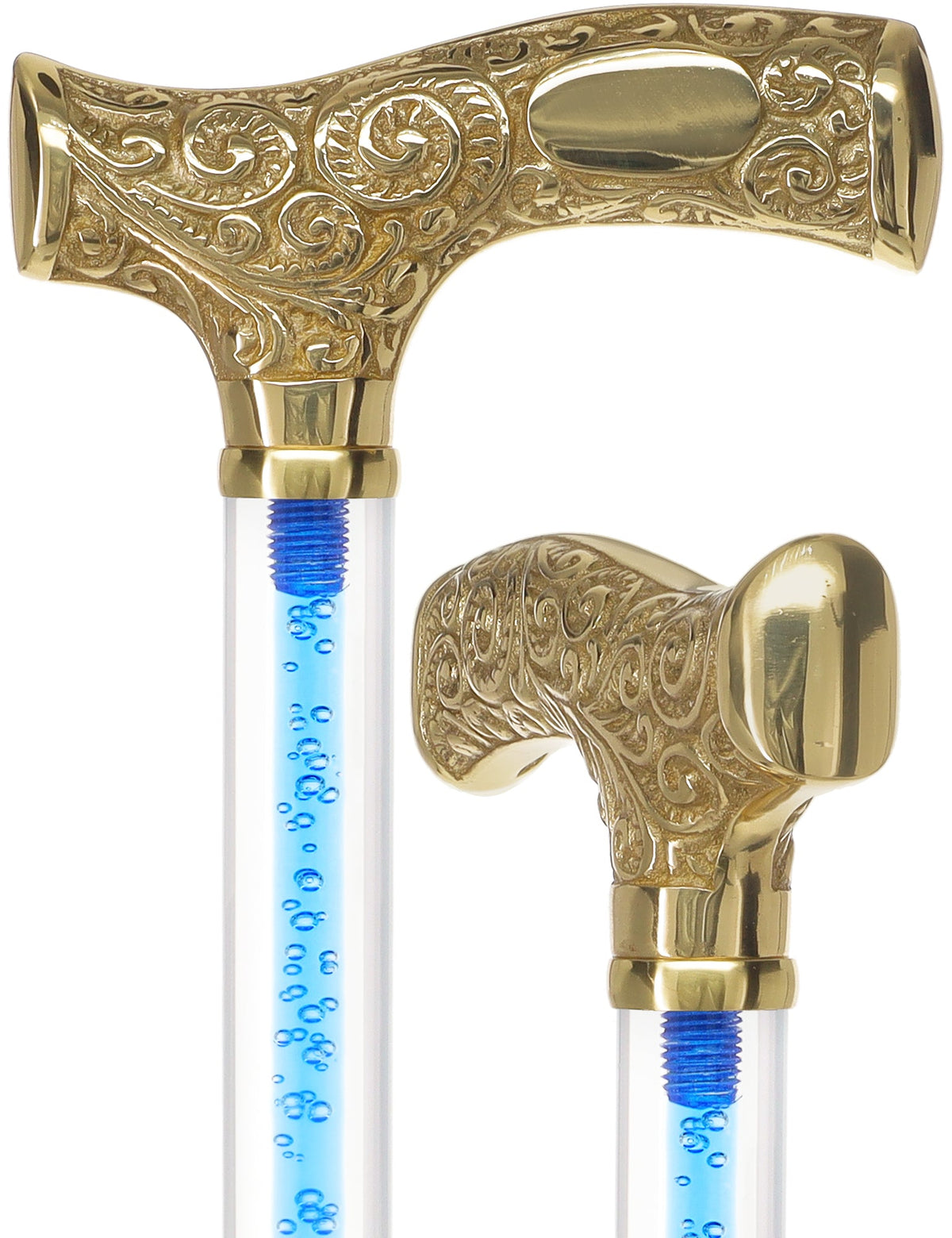 Make It Yours: Color Invisible Clear Shaft w/ Premium Brass Cane Clear Lucite Walking Canes - Tophatter Daily Deals