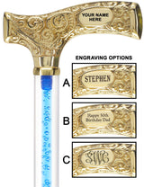 Make It Yours: Color Invisible Clear Shaft w/ Premium Brass Cane Ocean Blue Bubbles Clear Lucite Walking Canes - Tophatter Daily Deals
