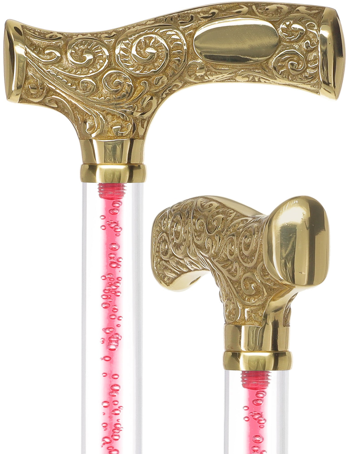 Make It Yours: Color Invisible Clear Shaft w/ Premium Brass Cane Clear Lucite Walking Canes - Tophatter Daily Deals