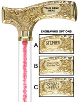 Make It Yours: Color Invisible Clear Shaft w/ Premium Brass Cane Pink Bubble Elegance Clear Lucite Walking Canes - Tophatter Daily Deals