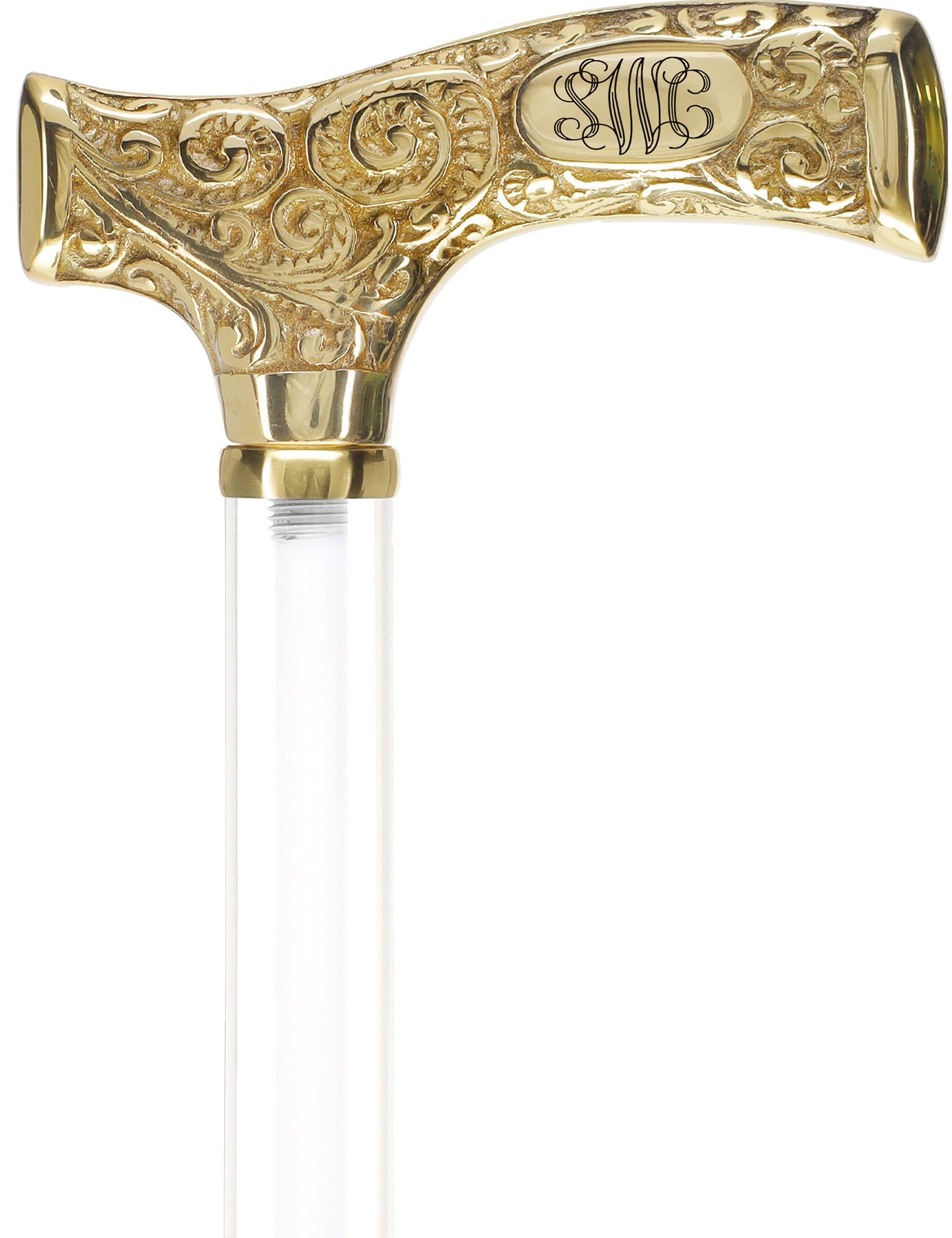 Make It Yours: Invisible Clear Shaft w/ Premium Brass Cane Clear Lucite Walking Canes - Tophatter Daily Deals