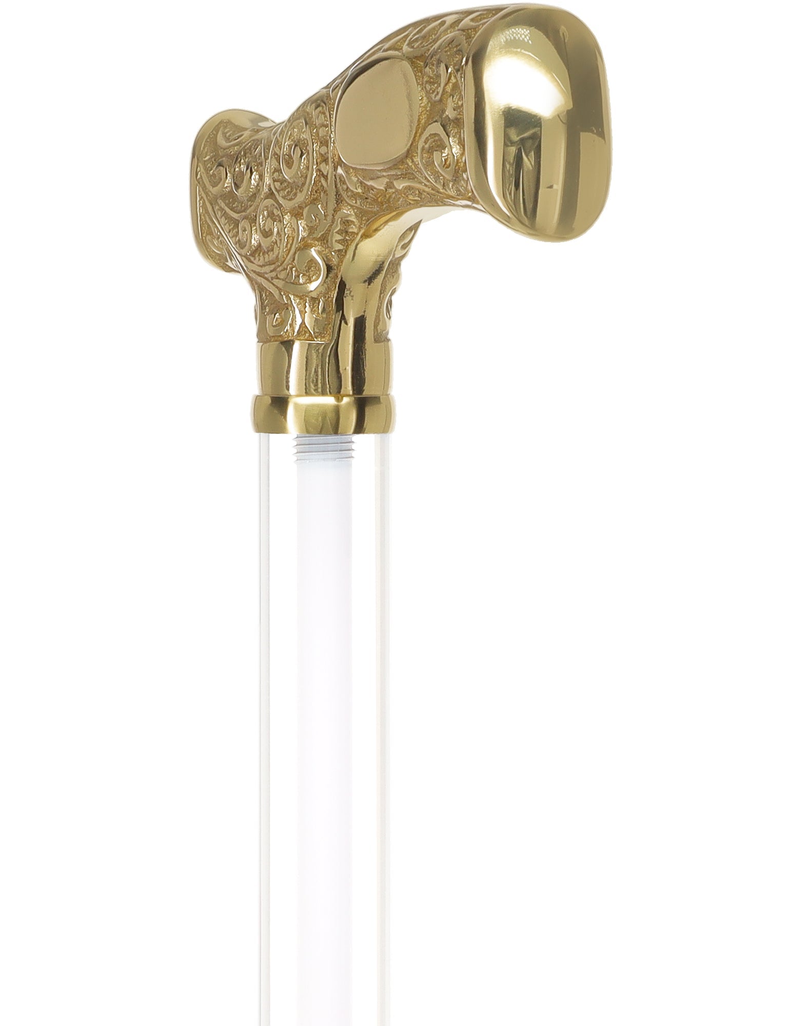 Make It Yours: Invisible Clear Shaft w/ Premium Brass Cane Clear Lucite Walking Canes - Tophatter Daily Deals