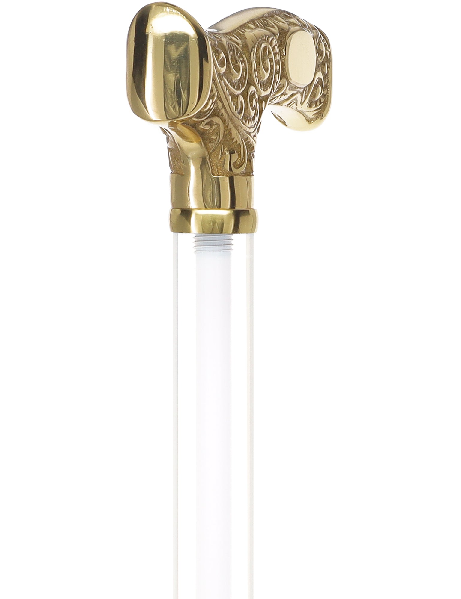 Make It Yours: Invisible Clear Shaft w/ Premium Brass Cane Clear Lucite Walking Canes - Tophatter Daily Deals