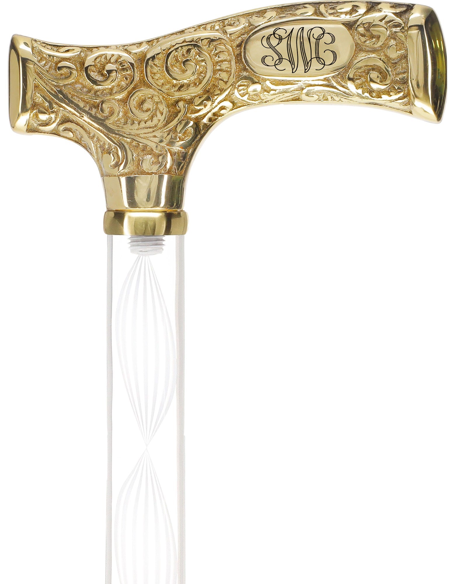 Make It Yours: Invisible Clear Shaft w/ Premium Brass Cane Clear Lucite Walking Canes - Tophatter Daily Deals
