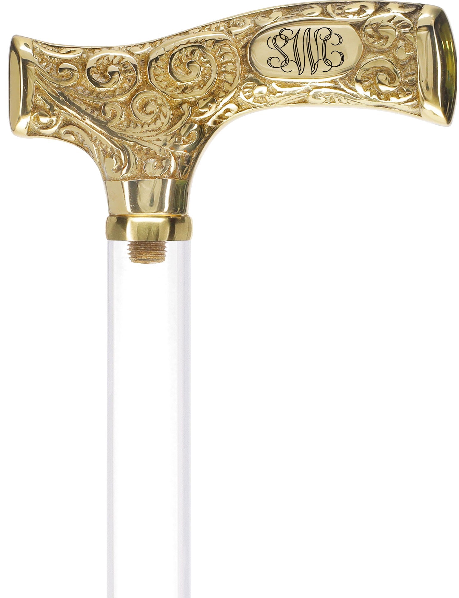 Make It Yours: Invisible Clear Shaft w/ Premium Brass Cane Clear Lucite Walking Canes - Tophatter Daily Deals