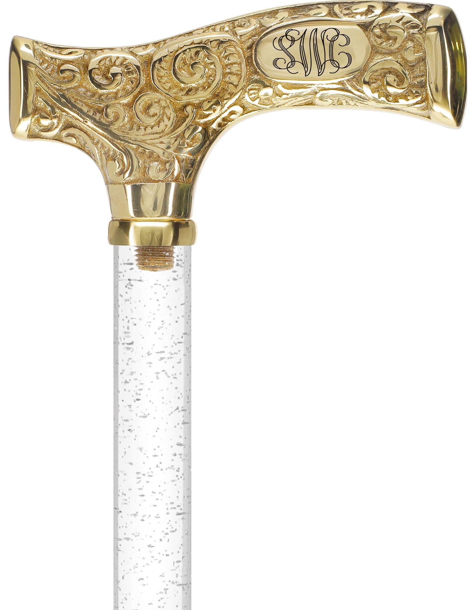 Make It Yours: Invisible Clear Shaft w/ Premium Brass Cane Clear Lucite Walking Canes - Tophatter Daily Deals