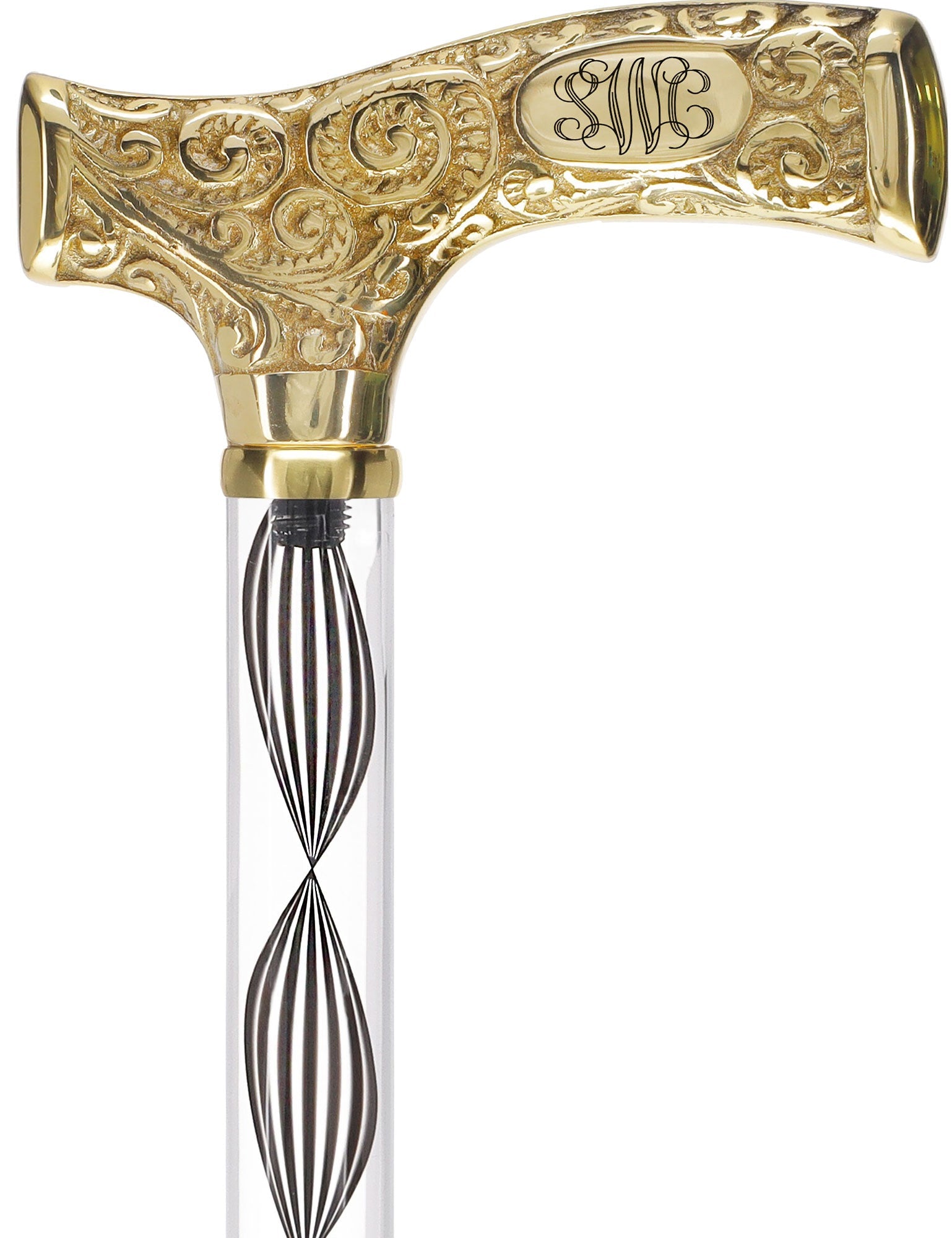 Make It Yours: Invisible Clear Shaft w/ Premium Brass Cane Clear Lucite Walking Canes - Tophatter Daily Deals