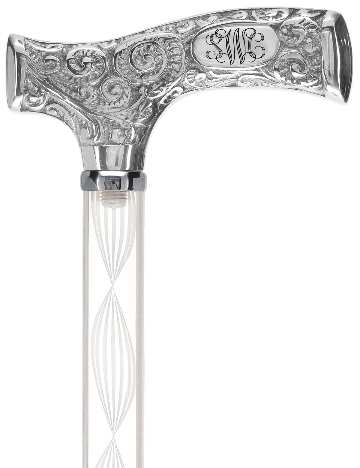 Make It Yours: Invisible Clear Shaft w/ Premium Chrome Brass Cane Clear Lucite Walking Canes - Tophatter Daily Deals