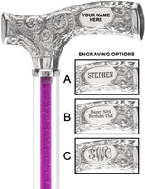 Make It Yours: Color Invisible Clear Shaft w/ Premium Chrome Brass Cane Purple Amethyst Trace Clear Lucite Walking Canes - Tophatter Daily Deals