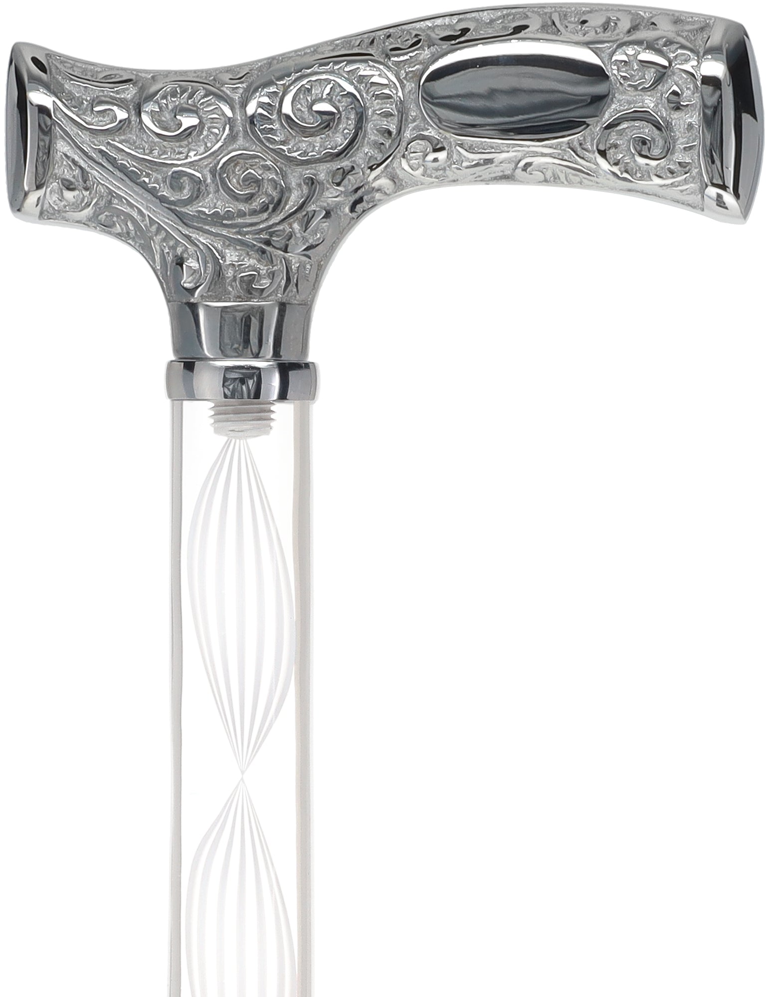 Make It Yours: Invisible Clear Shaft w/ Premium Chrome Brass Cane Clear Lucite Walking Canes - Tophatter Daily Deals