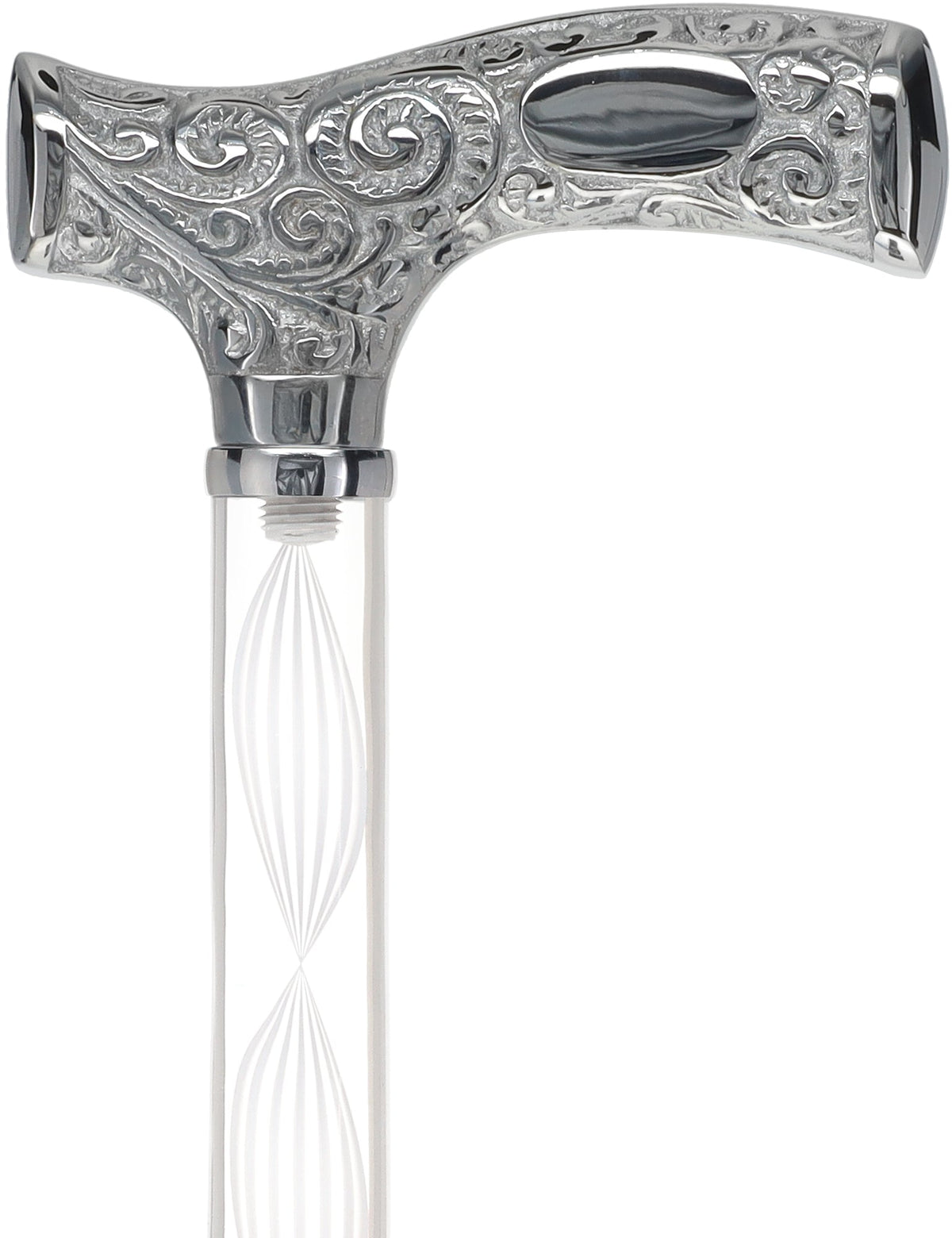 Make It Yours: Invisible Clear Shaft w/ Premium Chrome Brass Cane Clear Lucite Walking Canes - Tophatter Daily Deals